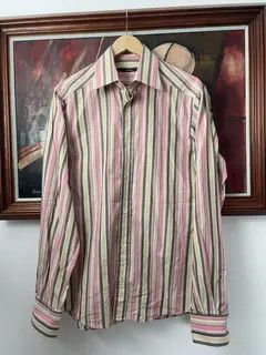 VIBE Retro fashion y2k letters striped button up shirt Size US M / EU 48-50 / 2 - 4 Thumbnail
