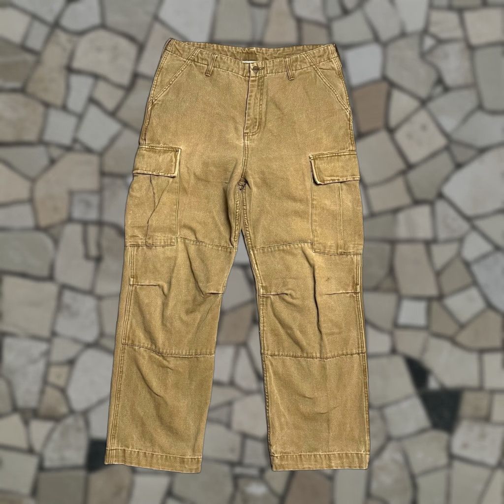 VINTAGE Carhartt Cargo Canvas Pants Regular Men 29in Inseam Beige Size 36x29 Workwear Cargo Pocket
