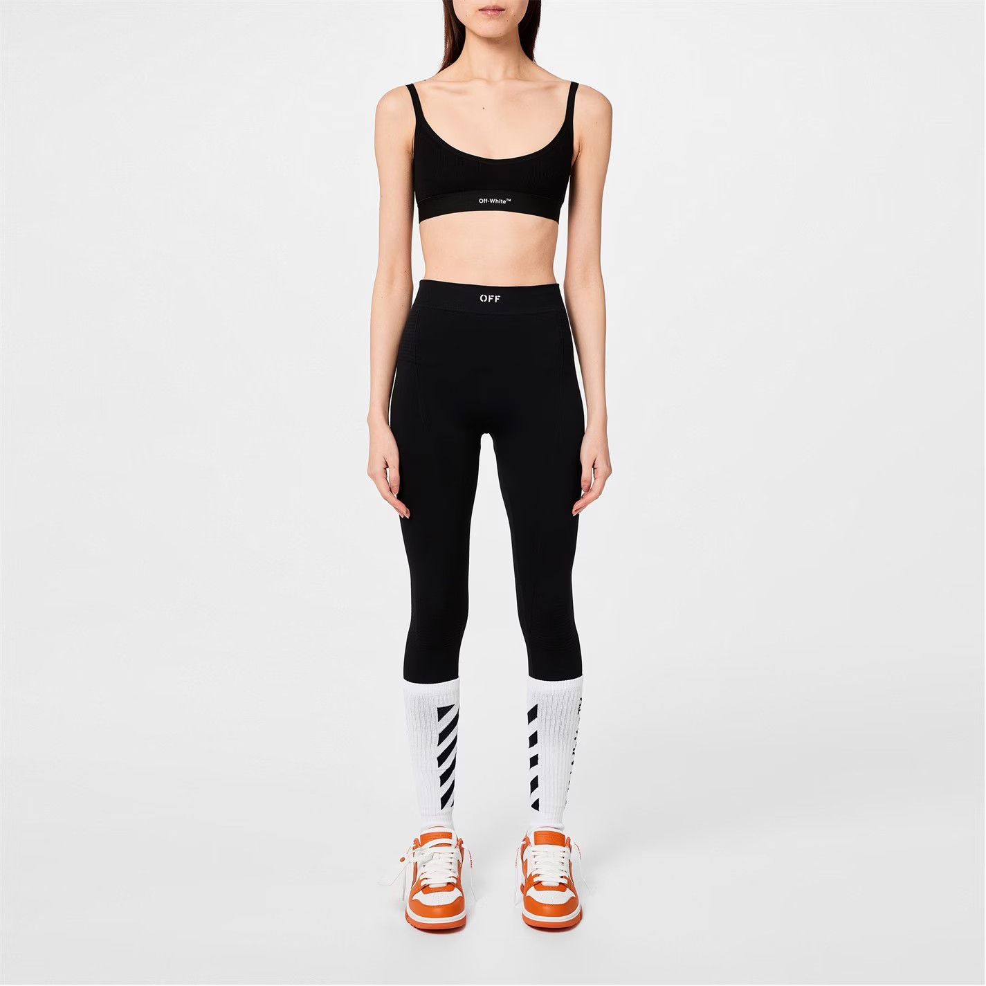 Off-White o1g2r1mq0225 Size: L / Helvetica Logo Basic Rib Bra Black Size ONE SIZE - 3 Thumbnail