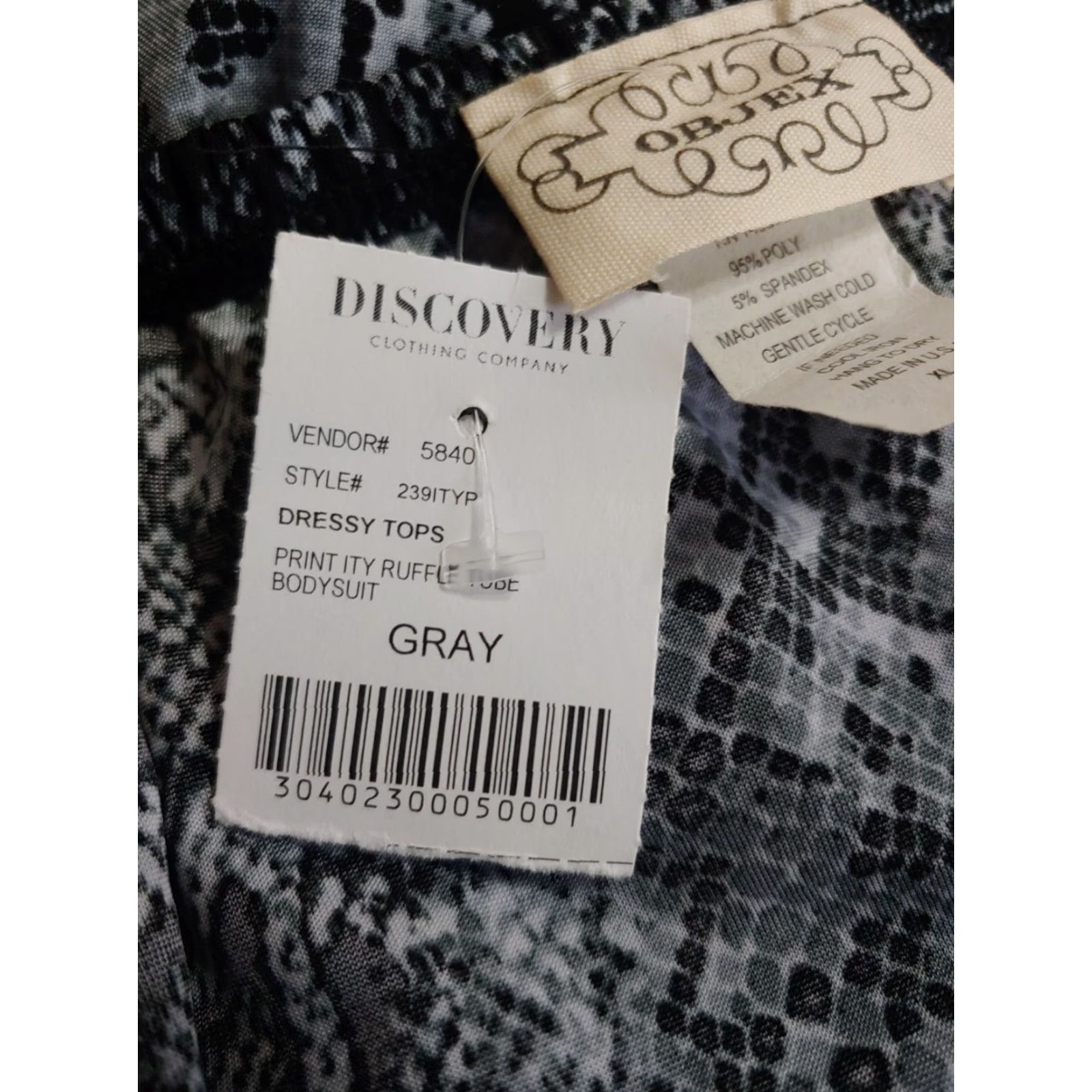 Vintage VINTAGE Objex Bodysuit Womens XL Animal Print Ruffle Black Gray Cold Shoulder Sleeveless Size XL / US 12-14 / IT 48-50 - 5 Thumbnail