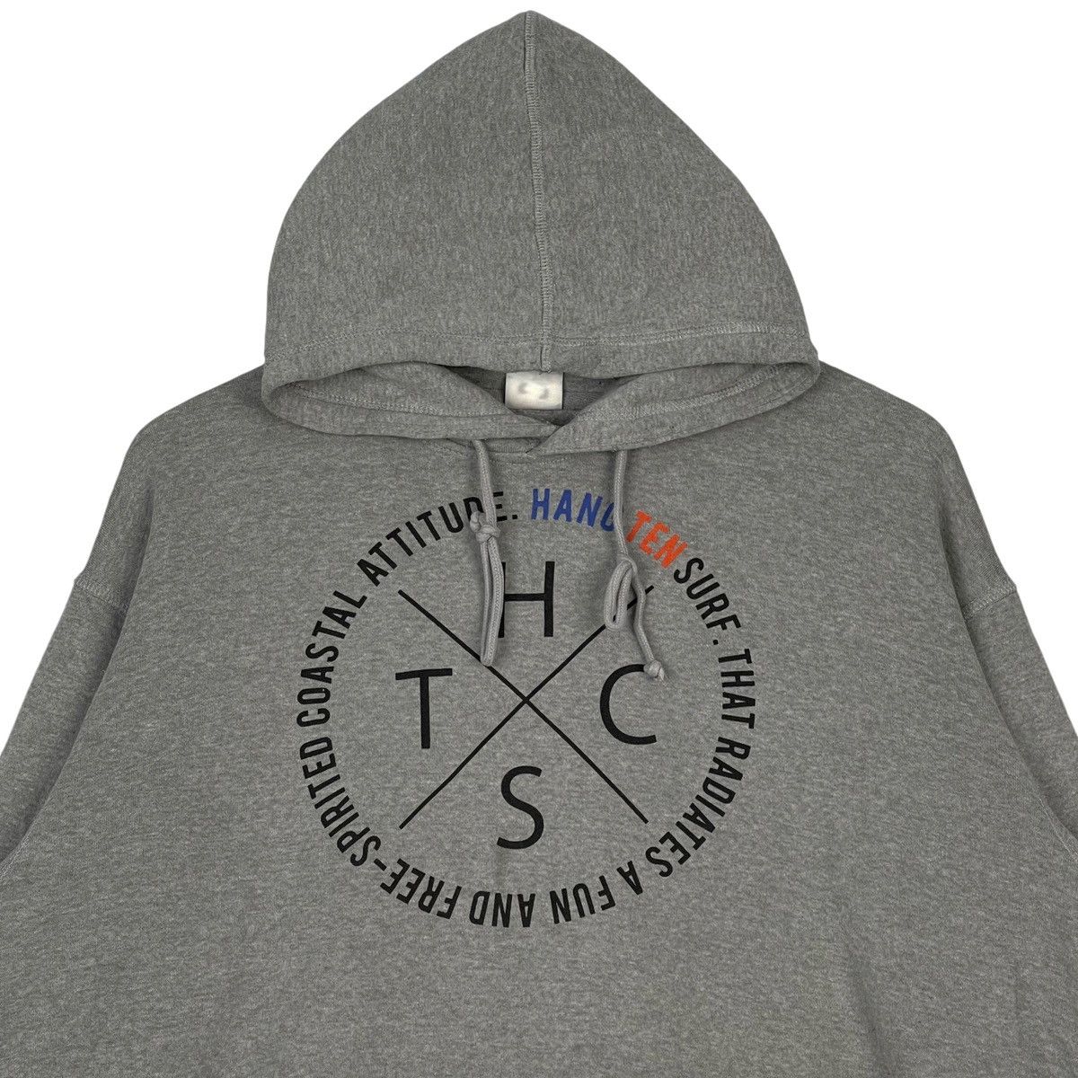 Hang Ten × Vintage Vintage Hang Ten Printed Hoodie Light Gray Pullover Jumper Size US L / EU 52-54 / 3 - 4 Thumbnail