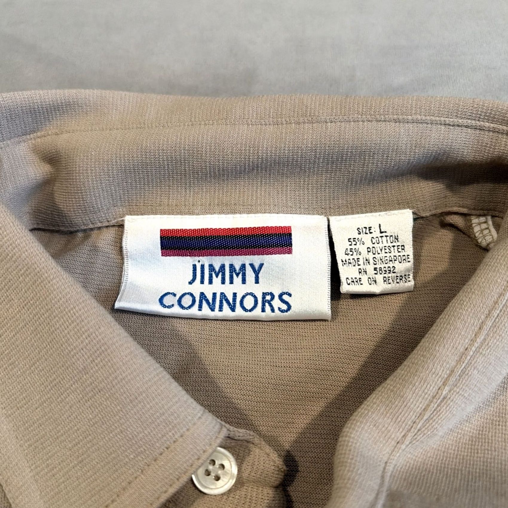 Vintage VINTAGE Jimmy Connors Polo Shirt Men's Large Khaki Short Sleeve Golf Knit Cotton Polyester Logo Tennis 90s Retro Outdoor Sports Size US L / EU 52-54 / 3 - 3 Thumbnail