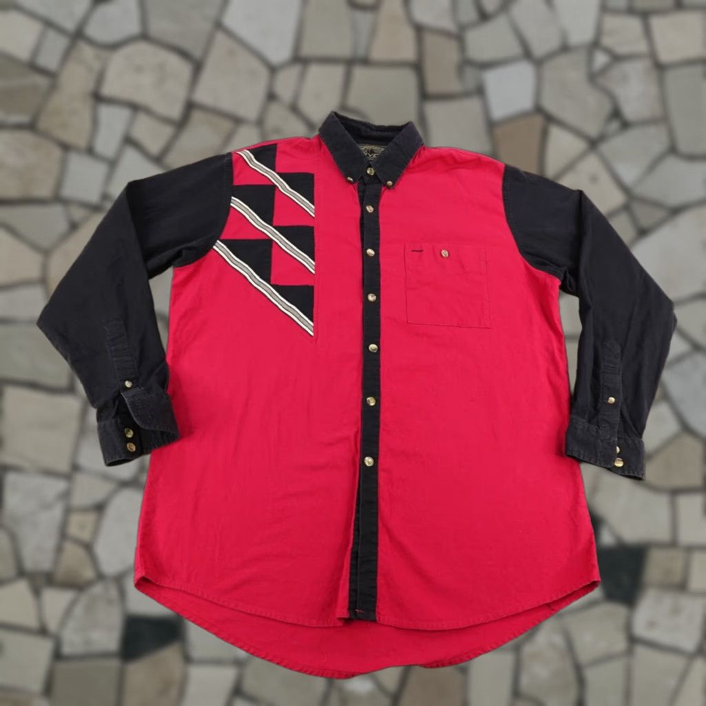 Vintage VINTAGE Spindle River Western Shirt Men Large Cowboy Rodeo Button-Up Long Sleeve Cotton Red Black 90s Size US L / EU 52-54 / 3 - 1 Thumbnail