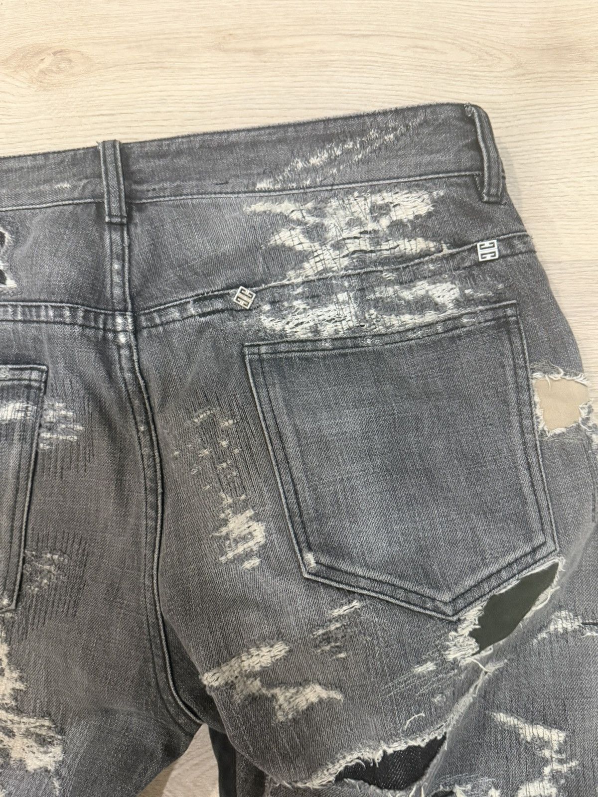 Givenchy Givenchy Moleskin Distressed Boro Denim Jeans Black Size US 33 - 10 Thumbnail