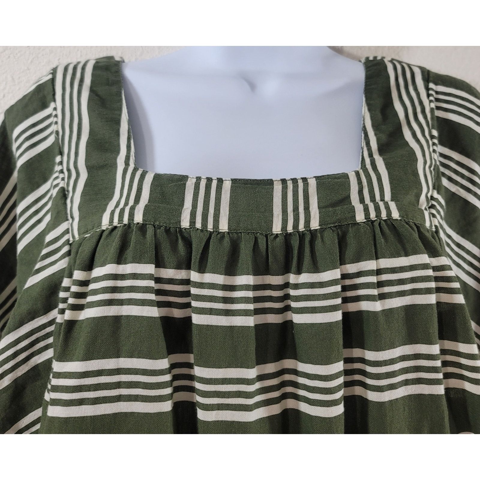 Other Time & Tru Green White Stripe Flowy Sleeves Top Large 12 14 Size L / US 10 / IT 46 - 5 Thumbnail