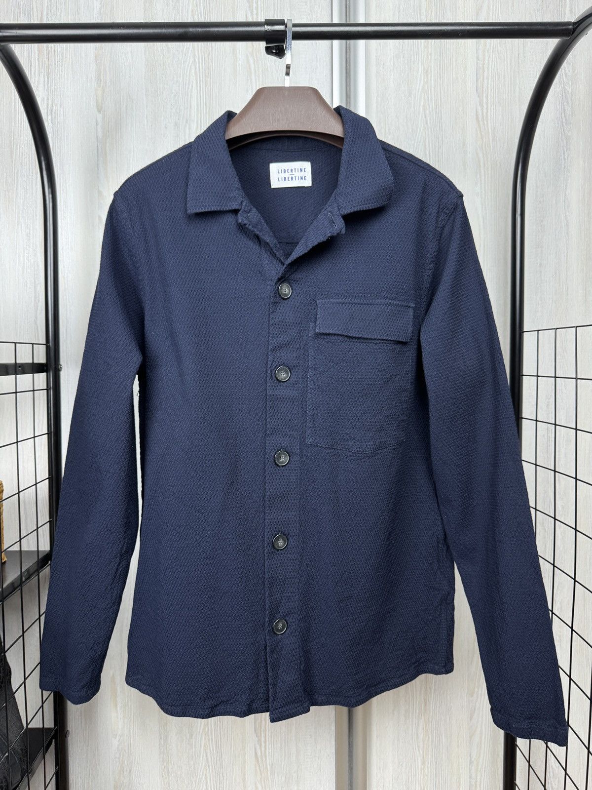 Libertine-Libertine Libertine Libertine navy blue pinnacle ls shirt overshirt Size US L / EU 52-54 / 3 - 2 Thumbnail