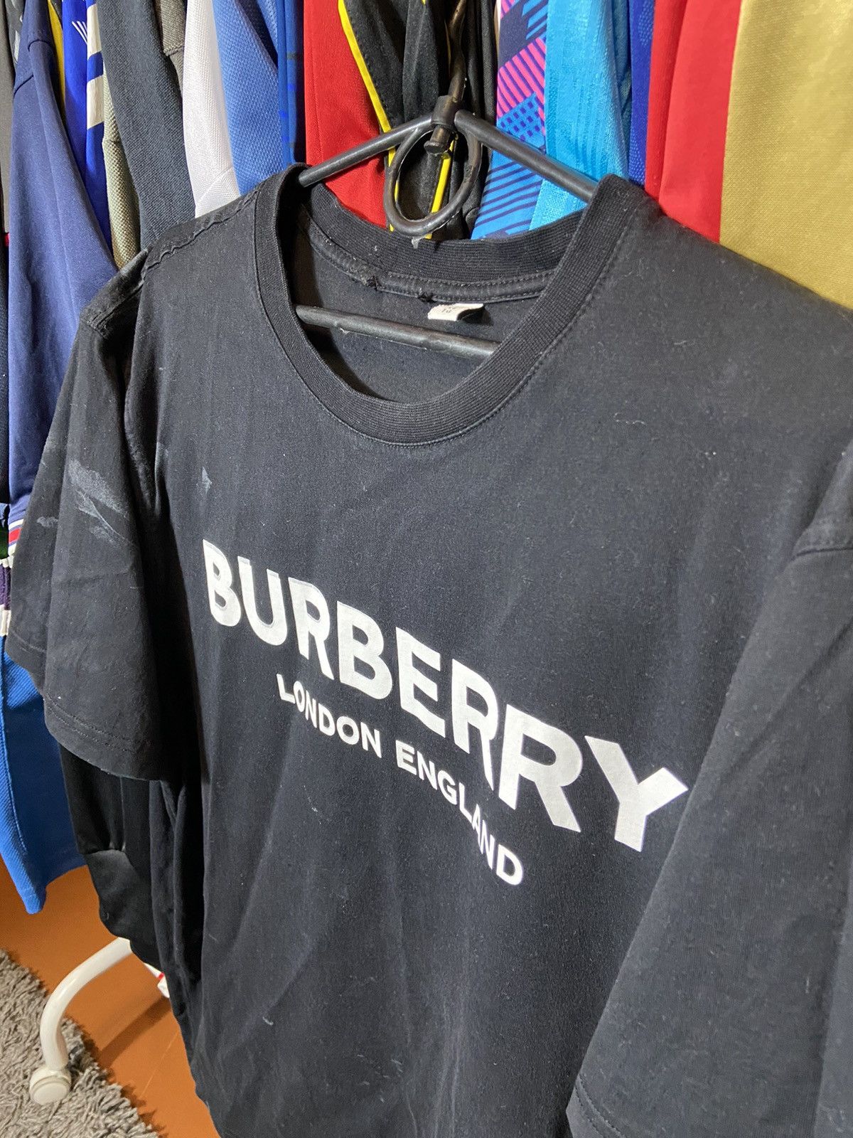 Burberry × Vintage BURBERRY LONDON CENTRE LOGO THRASHED STYLE COTTON T-SHIRT Size US XL / EU 56 / 4 - 2 Thumbnail