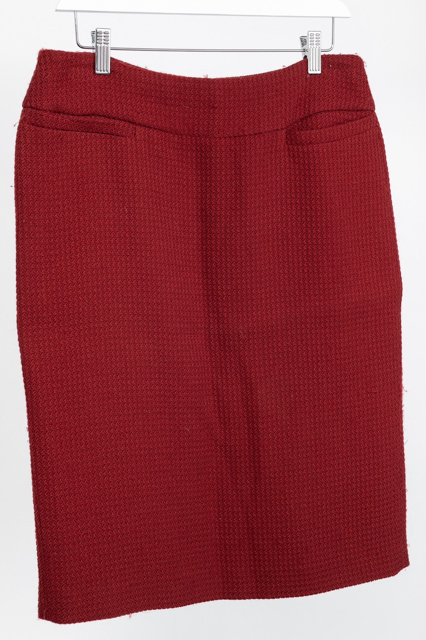 Donna Karan Donna Karan New York Red Wool Tweed Pencil Skirt Size 32" / US 10 / IT 46 - 3 Thumbnail