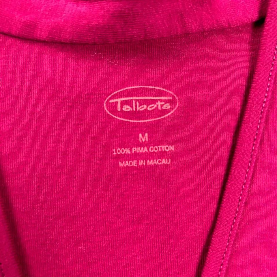 Talbots Talbots Top Womens Medium Pink V-Neck Casual Short Sleeve Size M / US 6-8 / IT 42-44 - 3 Thumbnail