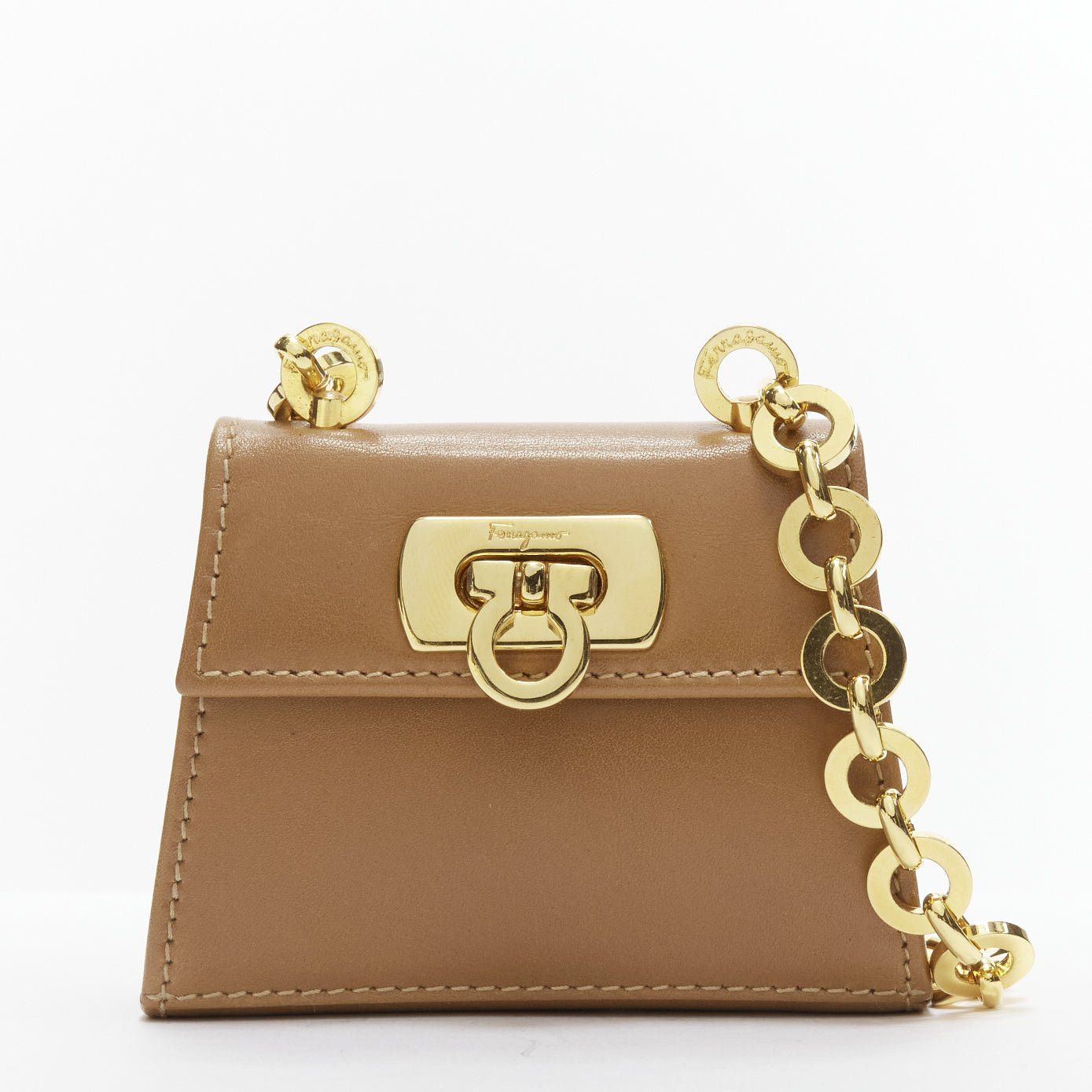 Salvatore Ferragamo SALVATORE FERRAGAMO Vintage Gancini brown gold chain mini waist bag Size ONE SIZE - 1 Thumbnail