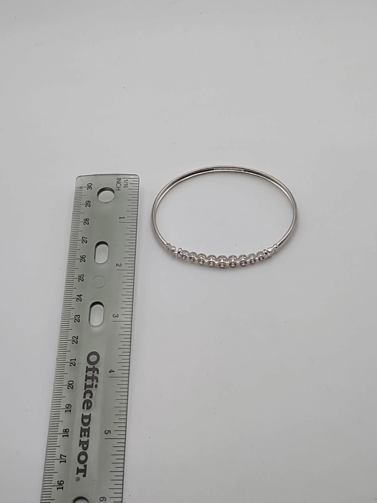 Sterling Silver Vintage 925 Sterling Silver Round CZ Link Bracelet Thailand Size ONE SIZE - 4 Thumbnail