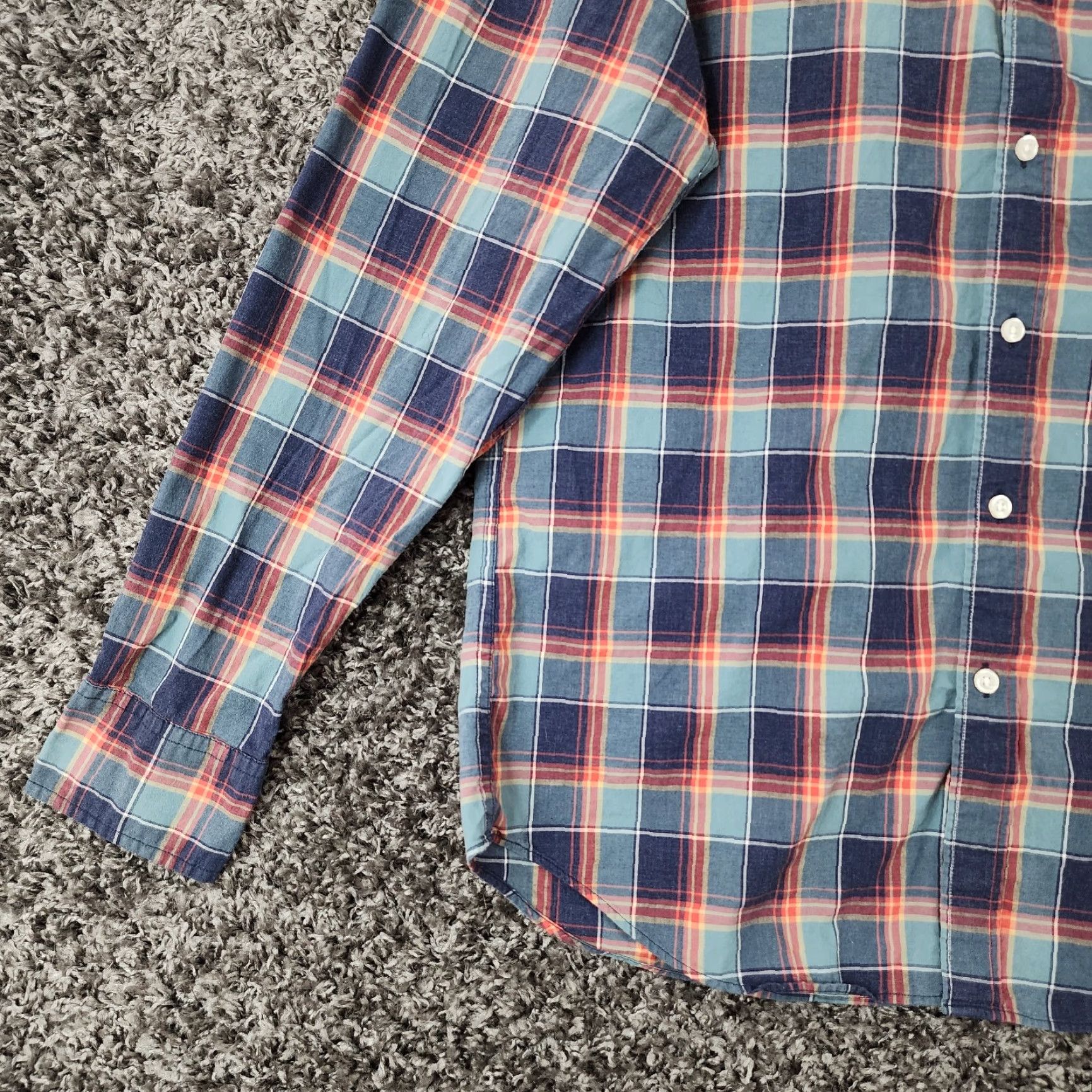 J.Crew J. Crew Button-Up Shirt Men Long Sleeve Plaid Cotton Heathered Blue Red Sz L Size US L / EU 52-54 / 3 - 2 Thumbnail