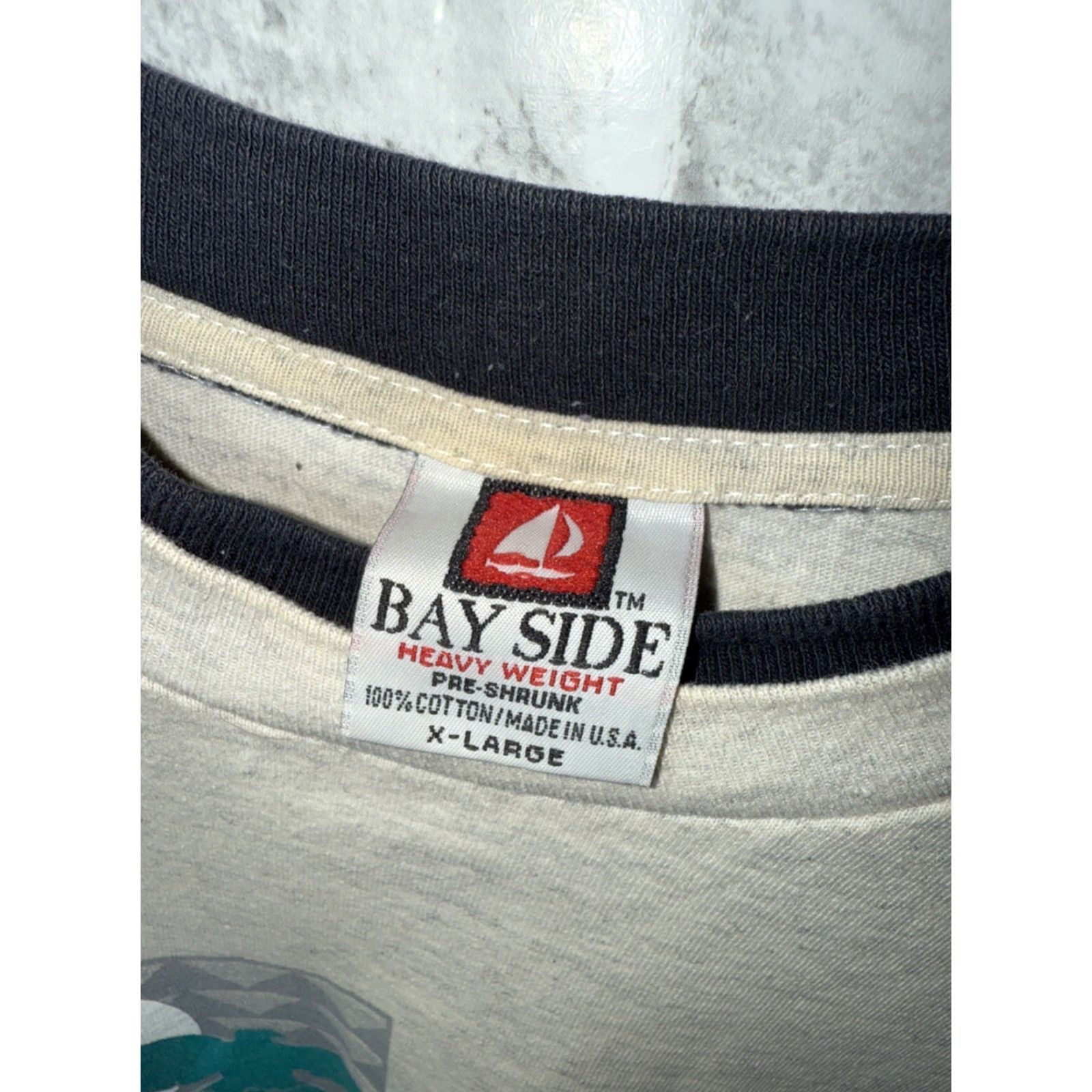Vintage VTG Bayside T-Shirt Mens XL Gray Stitch USA Bay Side Heavy Duty Tee Songle Size US XL / EU 56 / 4 - 2 Thumbnail