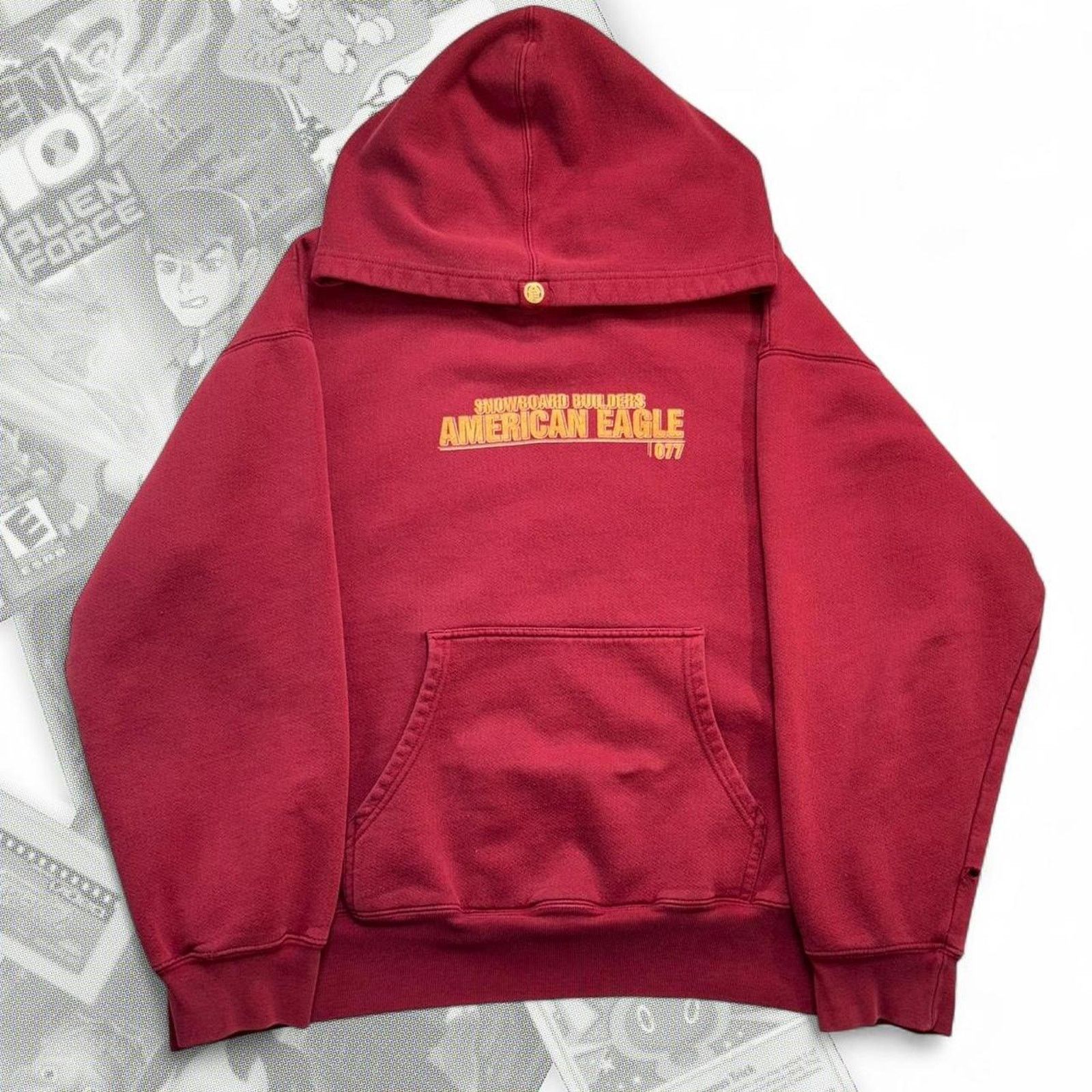 American Eagle Outfitters Red/Yellow Vintage Y2K Performance/American Eagle Hoodie Size US L / EU 52-54 / 3 - 1 Thumbnail