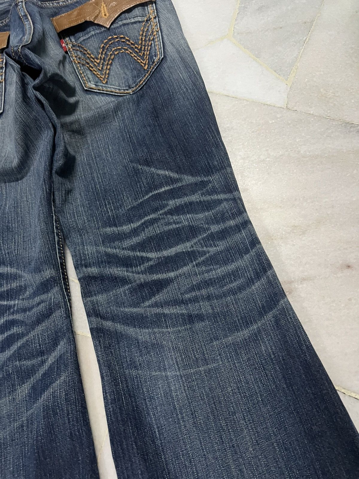 Edwin × Japanese Brand × Vintage 💥Flare💥Edwin Buffalo Head Distress Jean Size US 35 - 18 Thumbnail