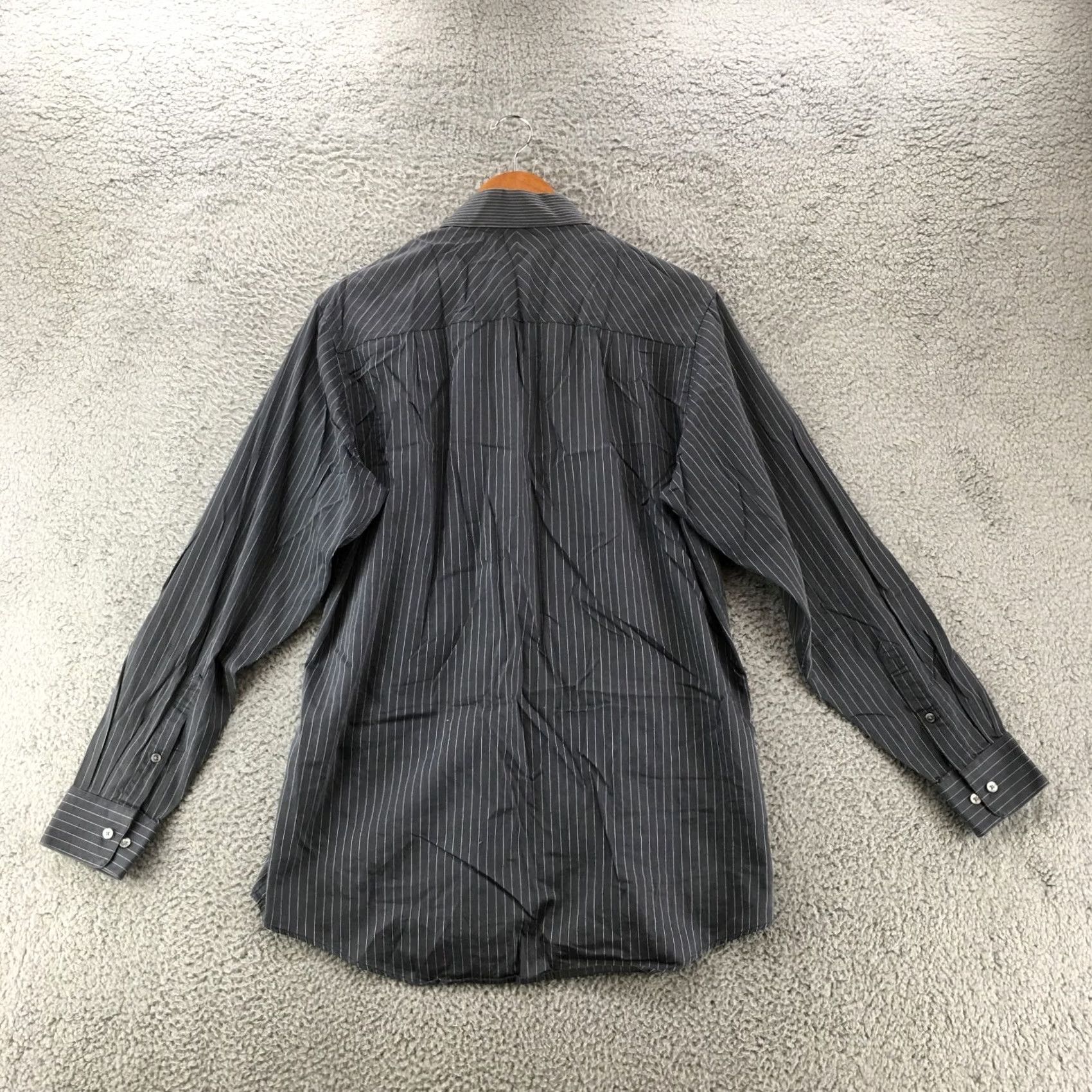 Calvin Klein Calvin Klein Dress Shirt Mens 15.5 Gray Pinstripe Regular Fit Long Sleeve Shirt Mens Size 42R - 7 Thumbnail