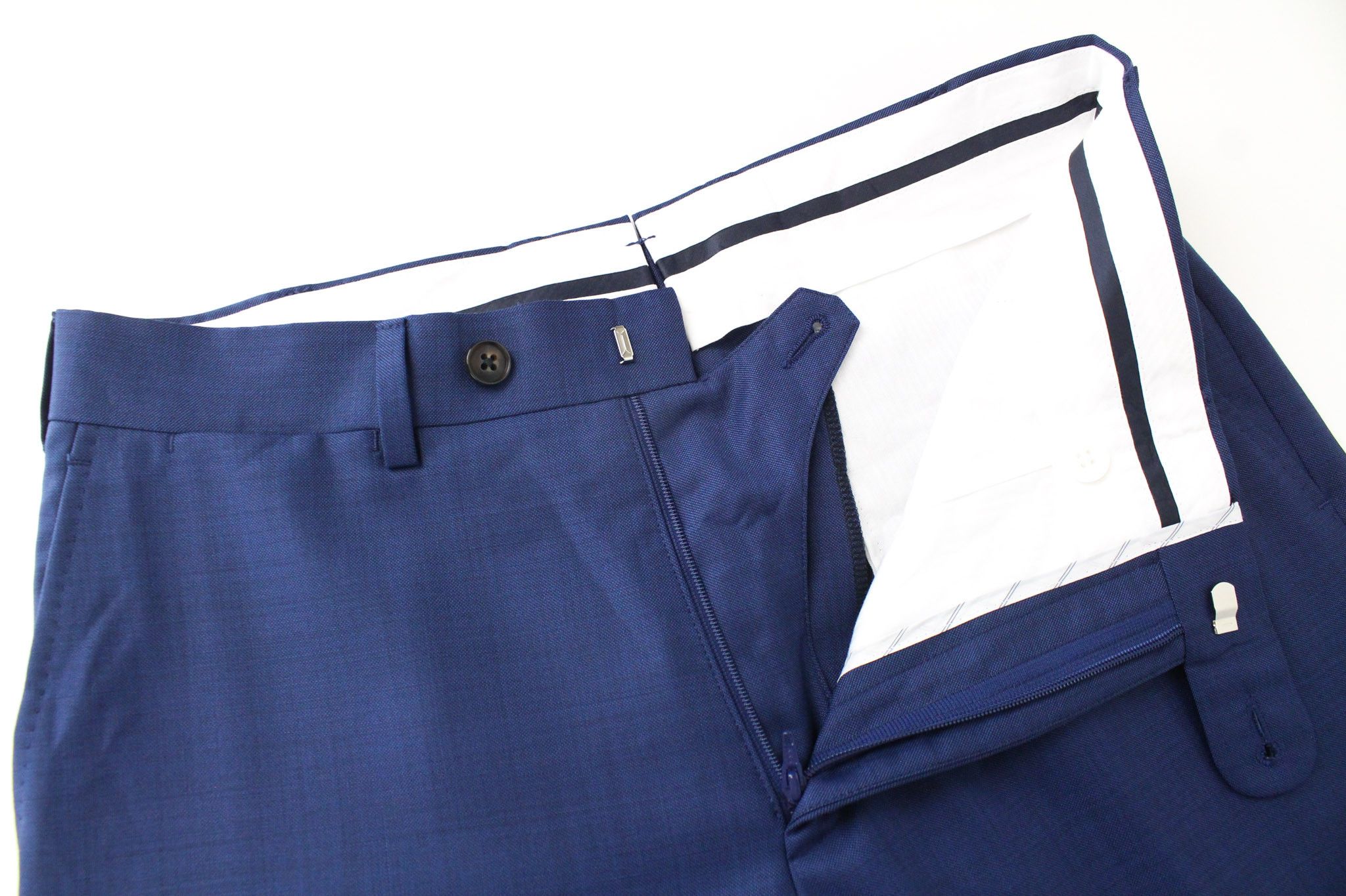 Suitsupply BRESCIA UK28R Blue Wool Flat-Front Trousers 67753 Size US 28 / EU 44 - 4 Thumbnail