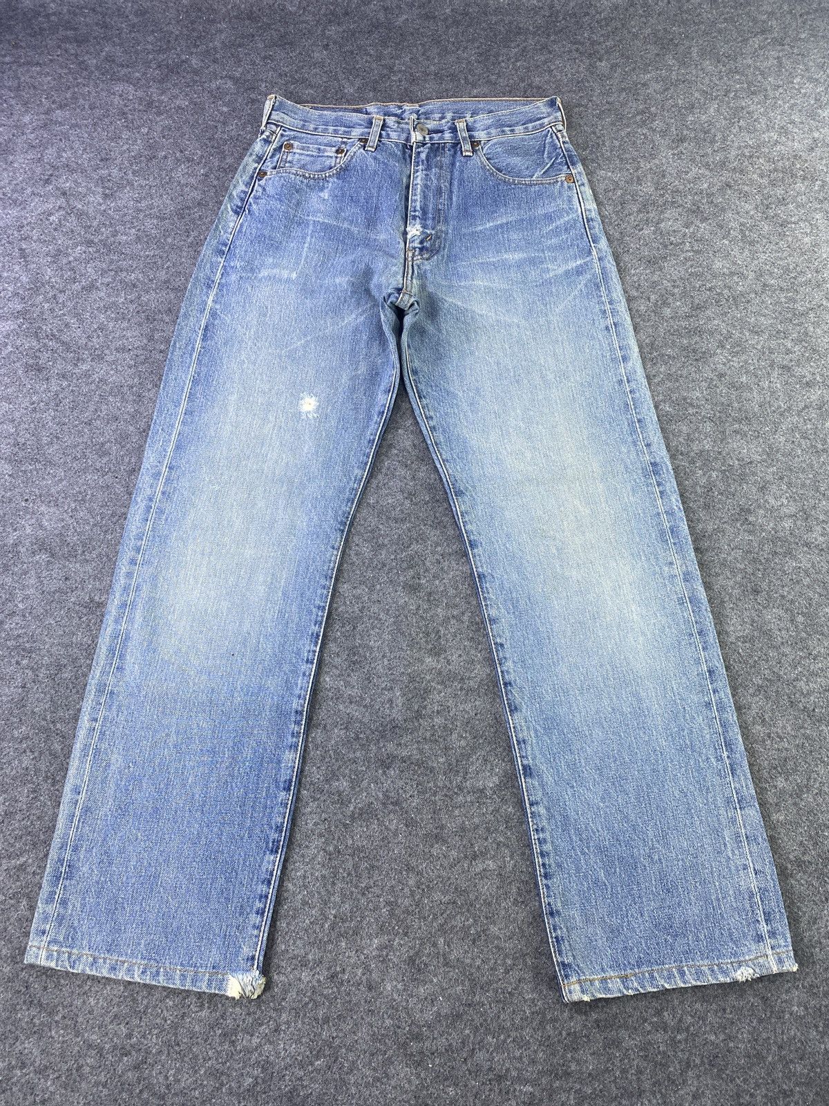 Jean × Levi's × Vintage Vintage Levis 502 Redline Jeans Distress Blue Wash - J915 Size US 29 - 2 Thumbnail