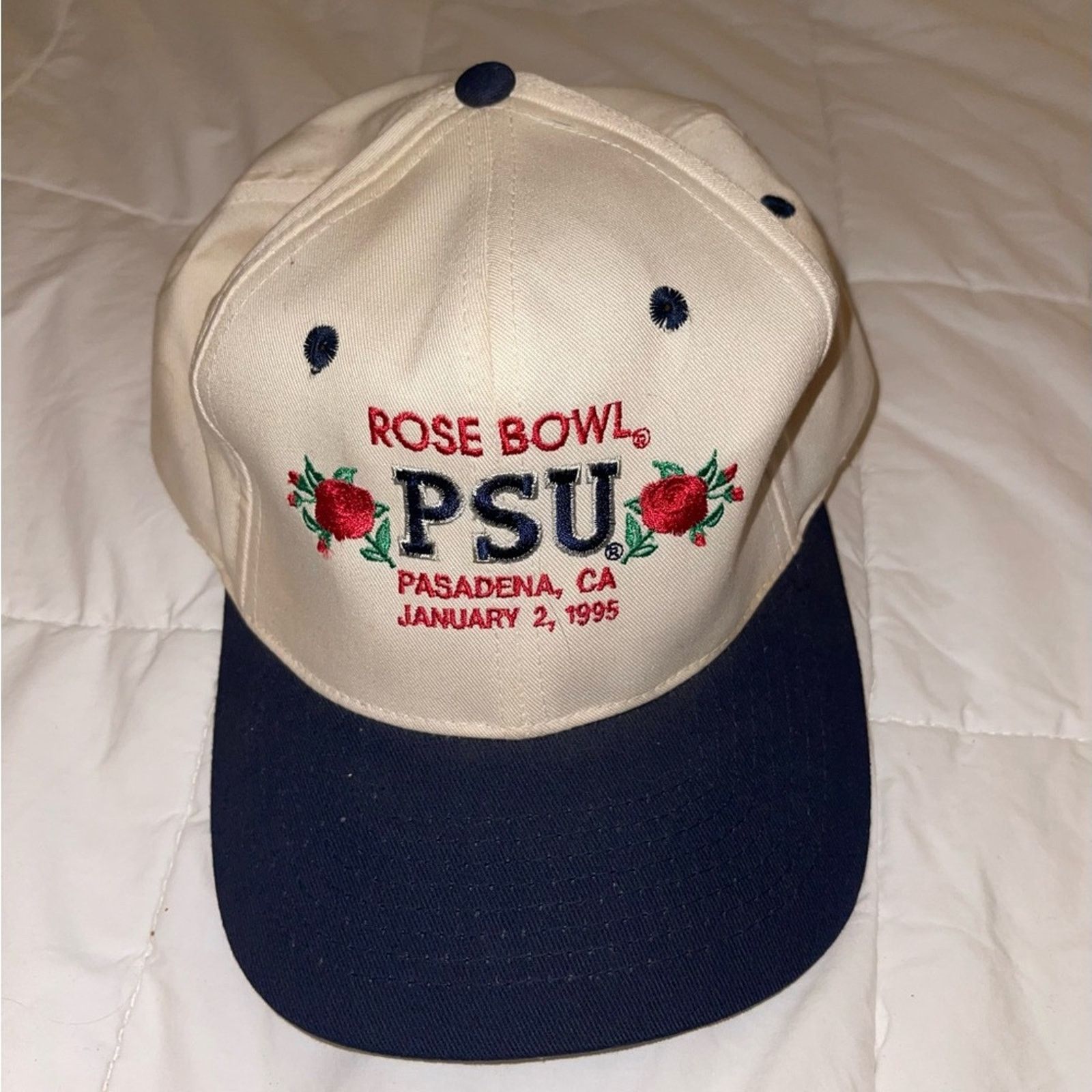 Vintage Vintage Rose Bowl PSU Embroidered Cap Pasadena CA Jan 2 1995 Size ONE SIZE - 1 Thumbnail