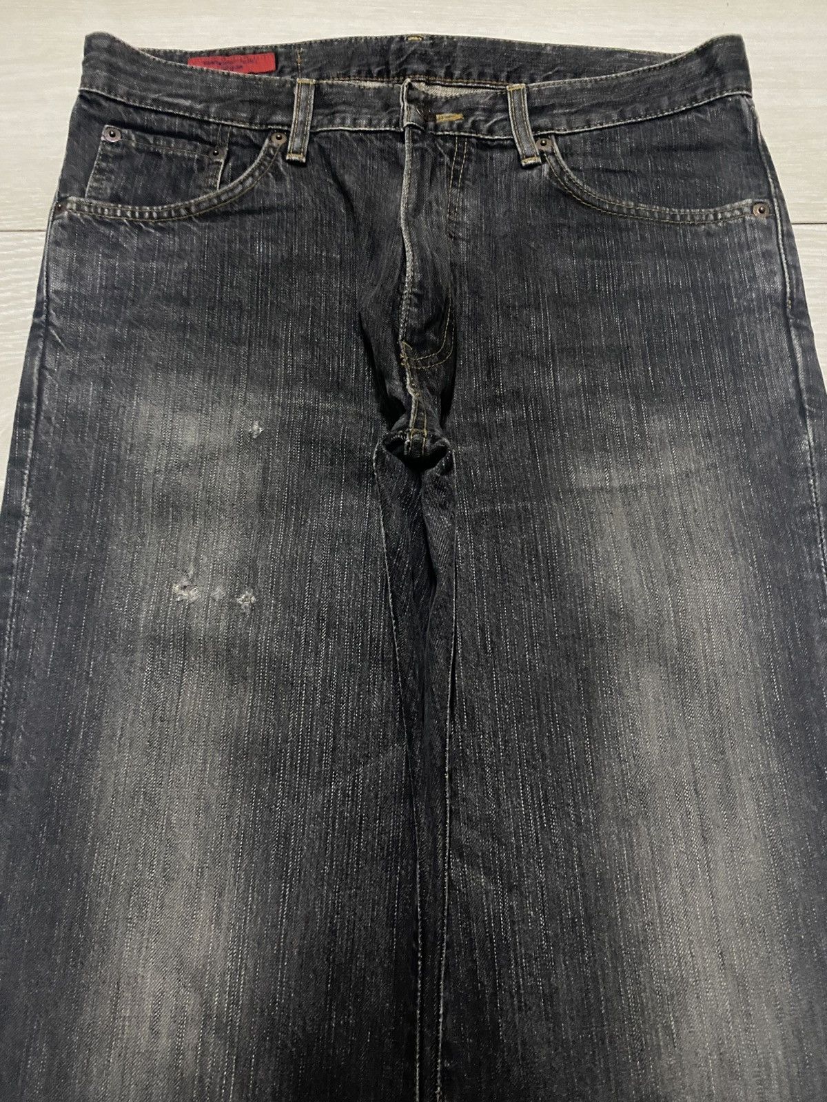 Edwin Vintage Edwin 503 Black Denim Tears Distressed Loose Jeans Size US 32 / EU 48 - 3 Thumbnail