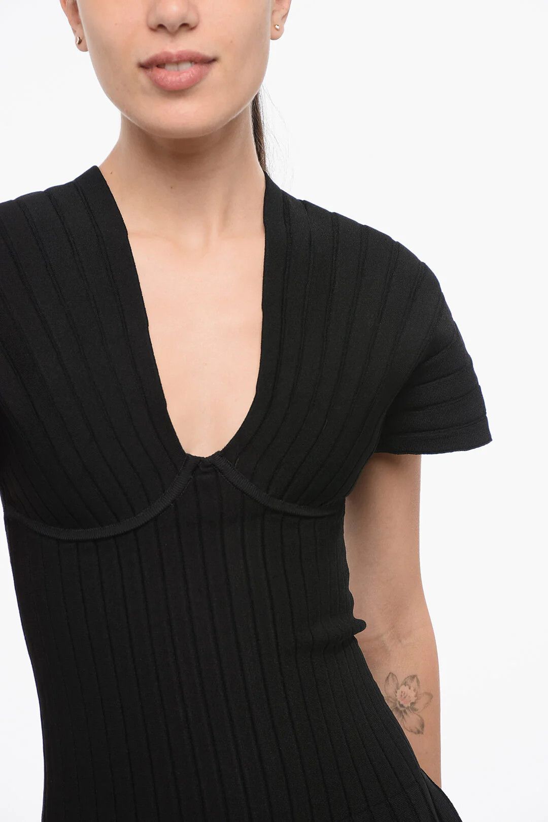 Balmain og1mm0326 Pleated Short-Sleeve Dress in Black Size M / US 6-8 / IT 42-44 - 3 Thumbnail