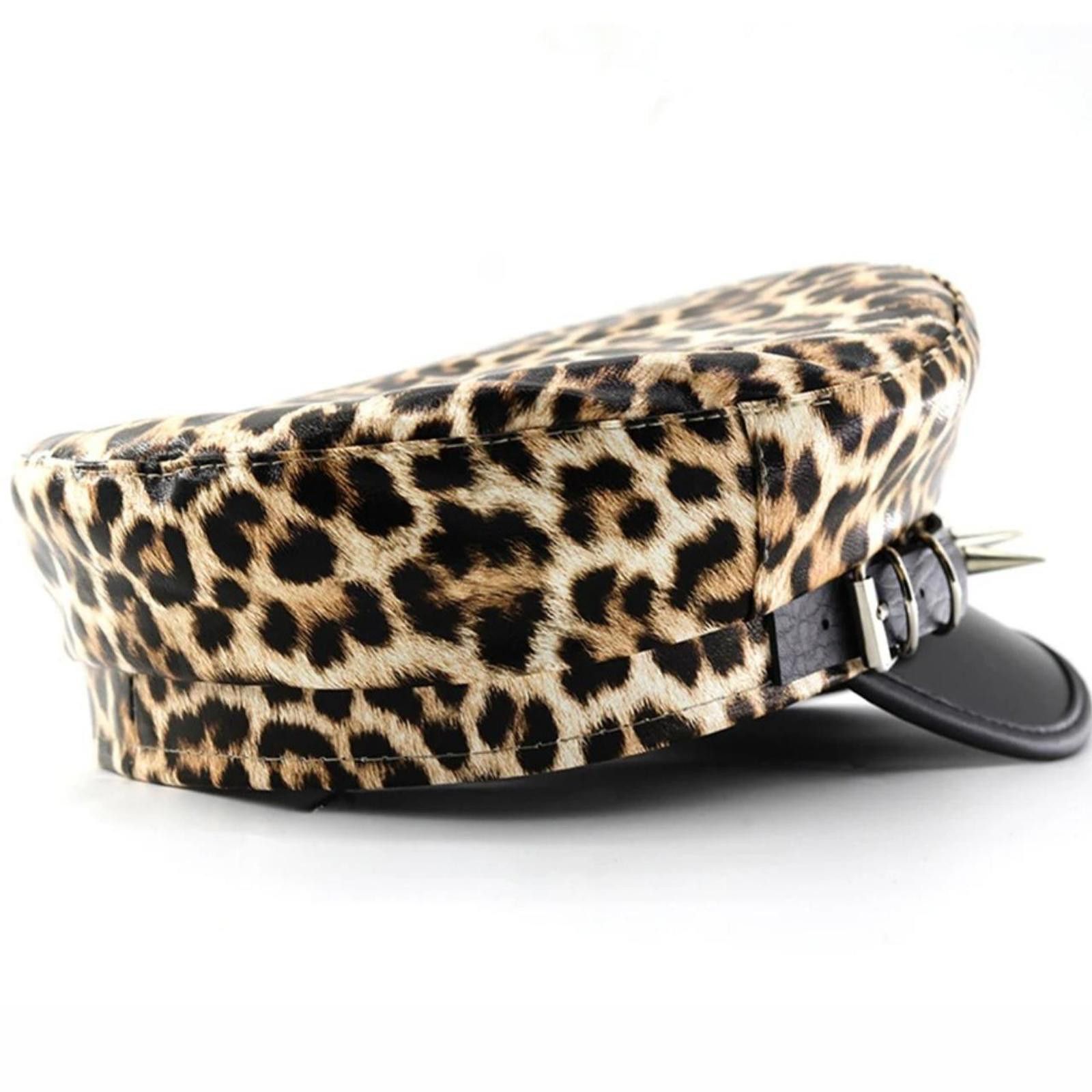 Other Leather Leopard Print Spiked Beret Size ONE SIZE - 4 Thumbnail