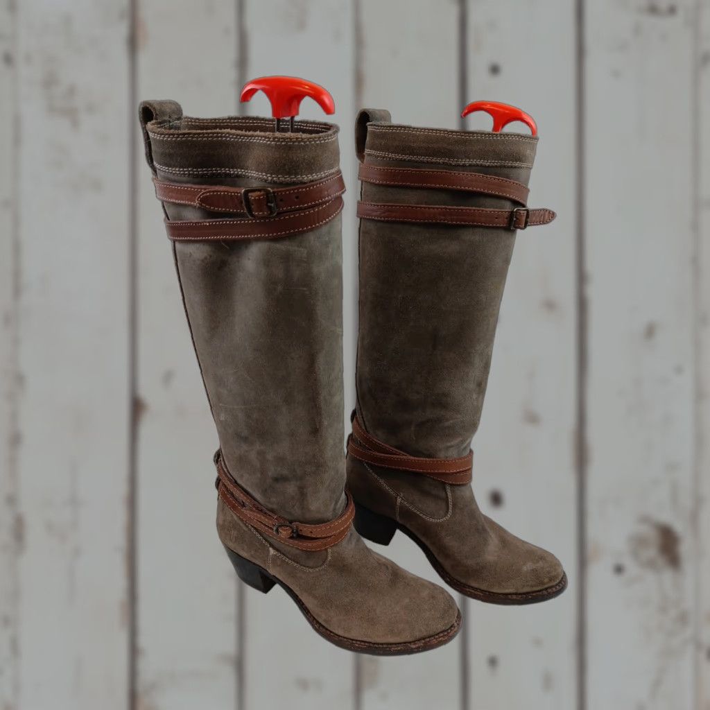 Frye Frye Jane Strappy Boot Suede Nubuck Fatigue Size 6.5 Boots Women Fatigue Suede Nubuck Mid-Calf 6.5 Womens Frye Jane Fatigue Size US 7 / IT 37 - 1 Thumbnail