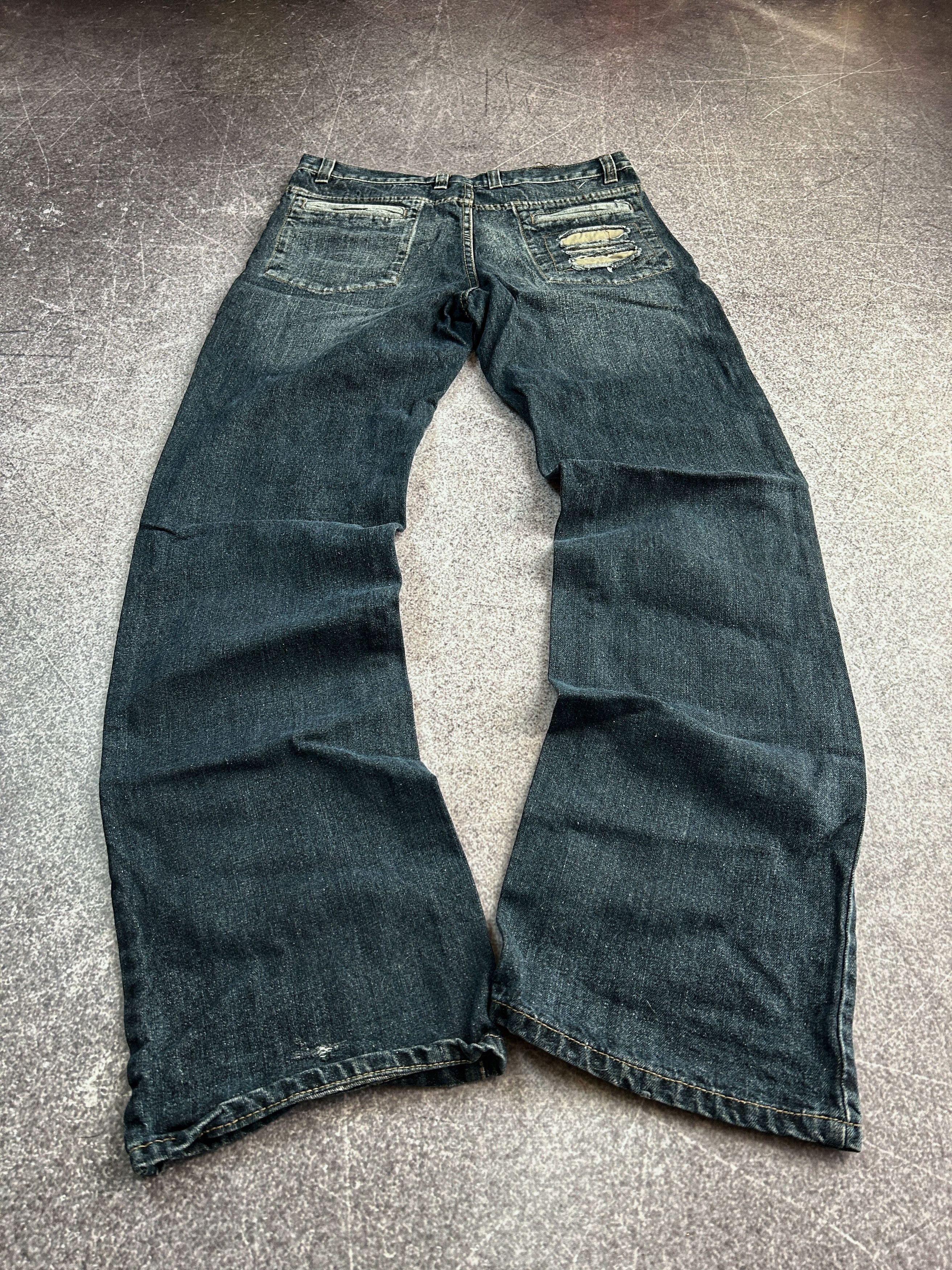 Japanese Brand Vintage Distressed Denim Jeans Blue Patchwork Y2K Grunge Size US 32 / EU 48 - 2 Thumbnail