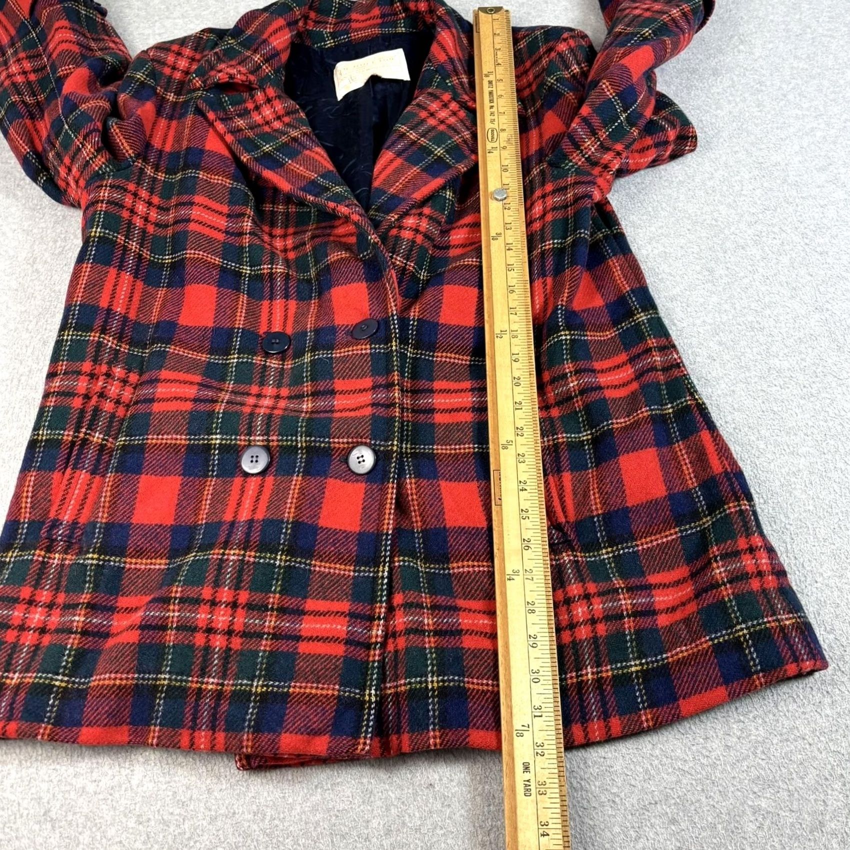 Pendleton VINTAGE Pendleton Wool Pea Coat Women 16 Red Plaid Double Breasted Heritage 70s Size XXL / US 16-18 / IT 52-54 - 6 Thumbnail