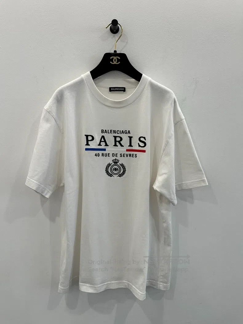 Balenciaga Colorful Letter Logo White Short Sleeve