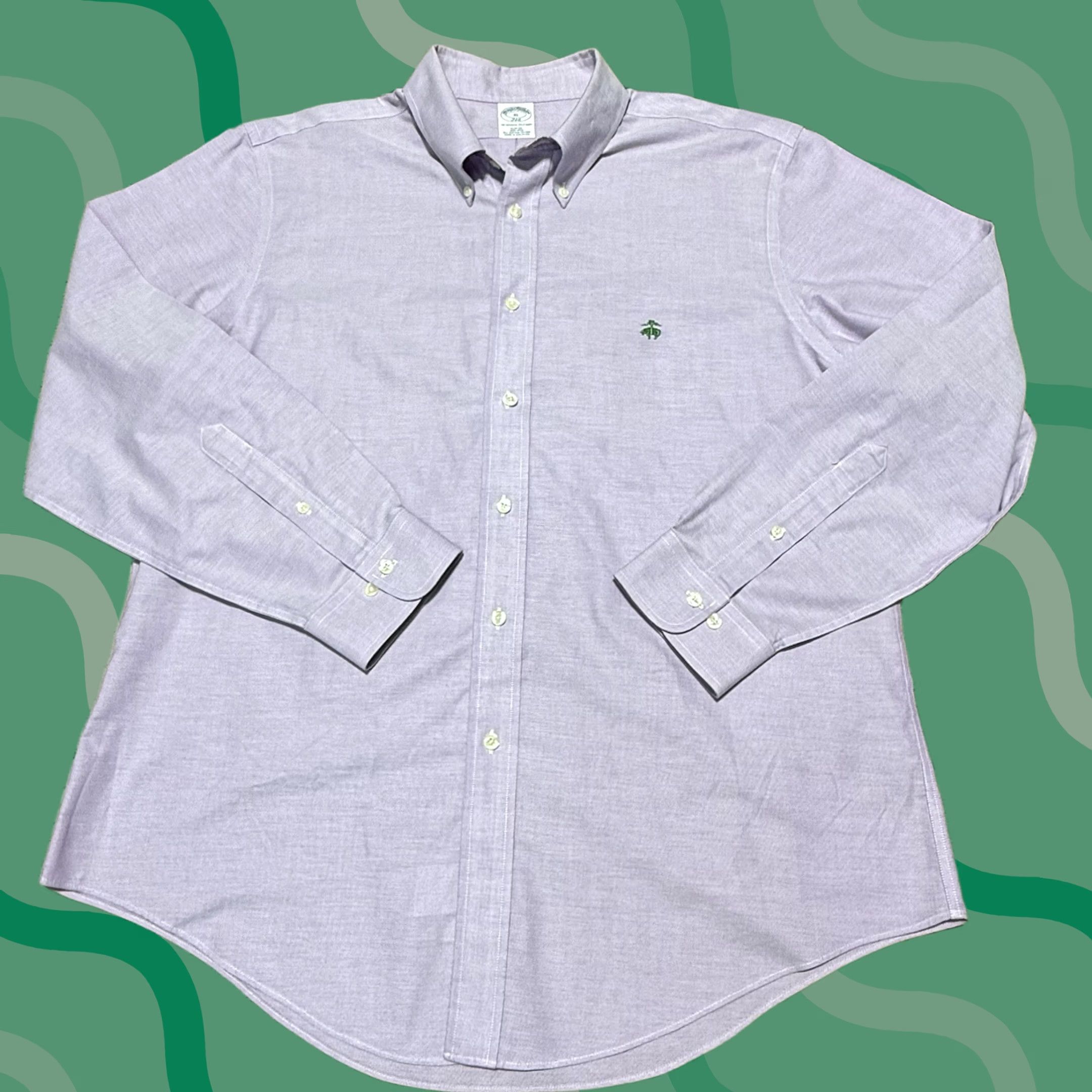 Brooks Brothers Brooks Brothers Shirt XL Purple Oxford Dress Shirt OCBD Slim Fit Non Iron Supima Regular Pattern Solid Long Sleeve Button-Down Collar Women? Size 46R - 1 Thumbnail