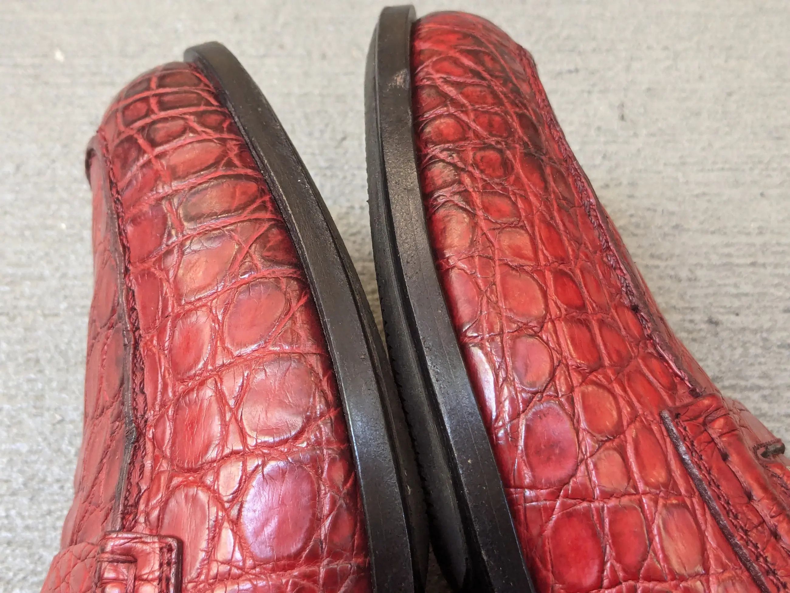 Gucci Gucci Horsebit Loafers Red Crocodile 7.5 Snaffle Bit Exotic Size US 7.5 / EU 40-41 - 6 Thumbnail