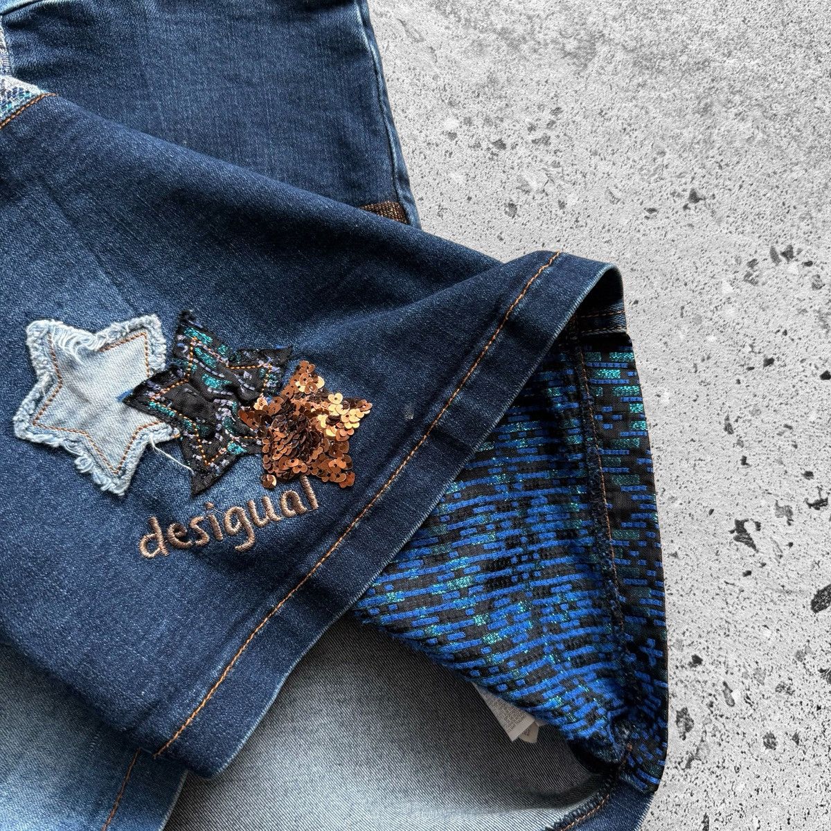 Desigual Desigual Kids Girls Denim Pinafore Dress Patchwork Blue Size XXS / US 00 / IT 34 - 5 Thumbnail