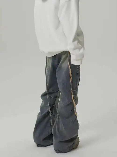 Japanese Brand × Jean Heavy-duty washed distressed pocket cargo straight-leg jeans Size US 32 / EU 48 - 2 Thumbnail