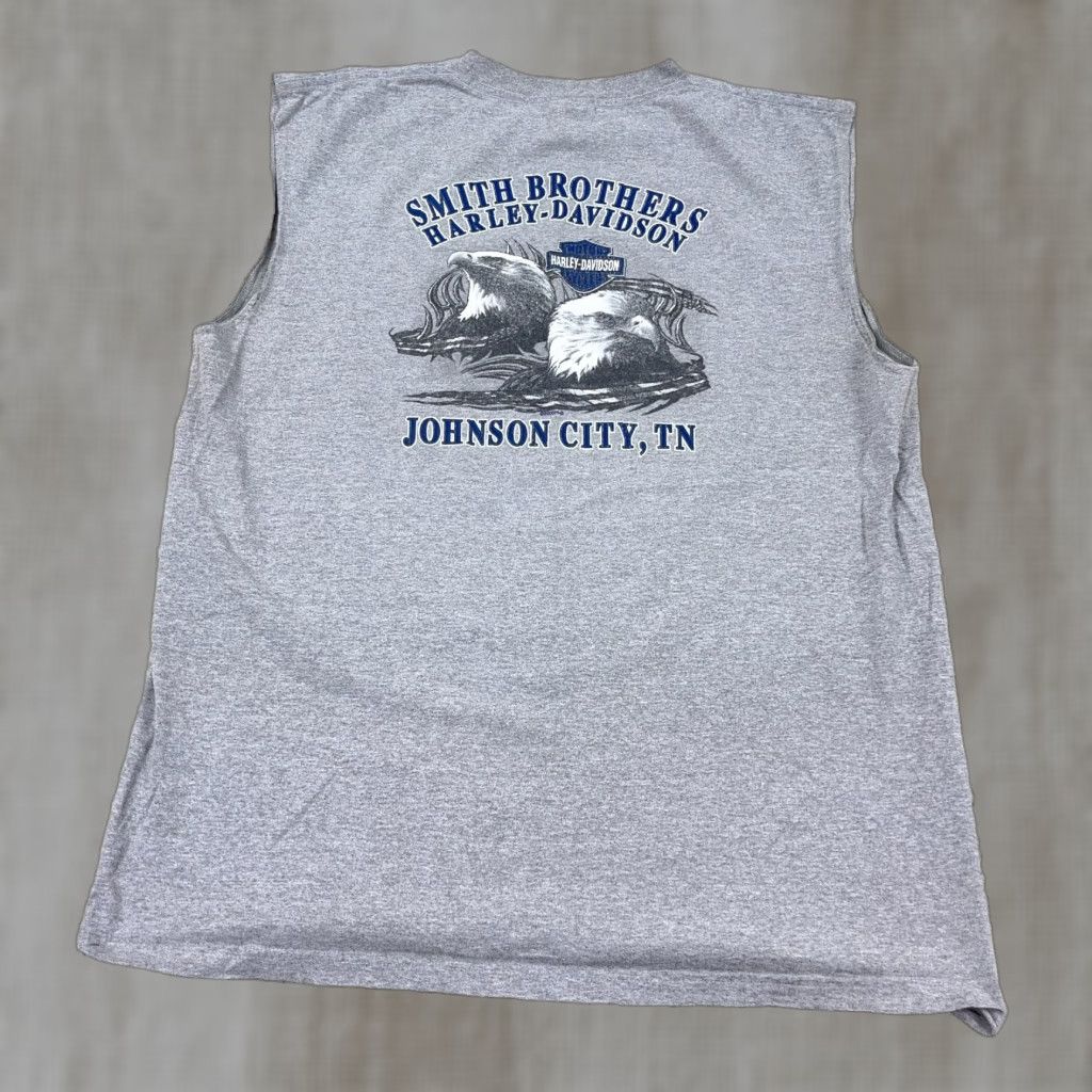 Harley Davidson VINTAGE Harley Davidson Shirt Men XL Gray Tank Top Pocket Tee Biker Y2K Eagle Size US XL / EU 56 / 4 - 1 Thumbnail