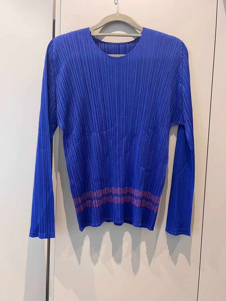 Issey Miyake Issey Miyake Blue knitted long-sleeved shirt Size XL / US 12-14 / IT 48-50 - 1 Thumbnail