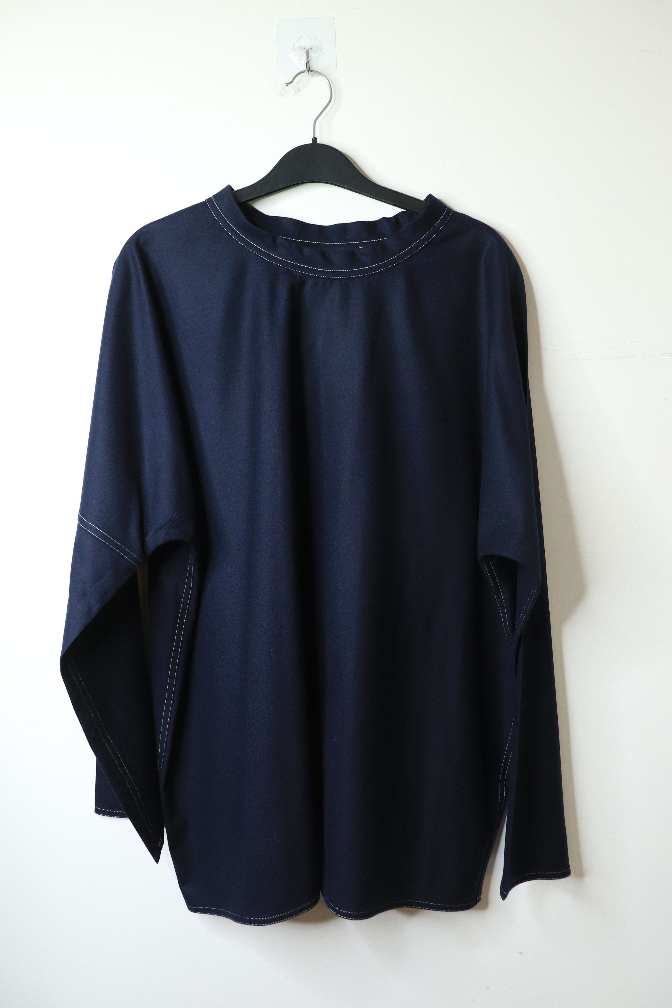 SOFIE D'HOORE Navy contrast-stitched wool top - UK 8 Size S / US 4 / IT 40 - 1 Thumbnail