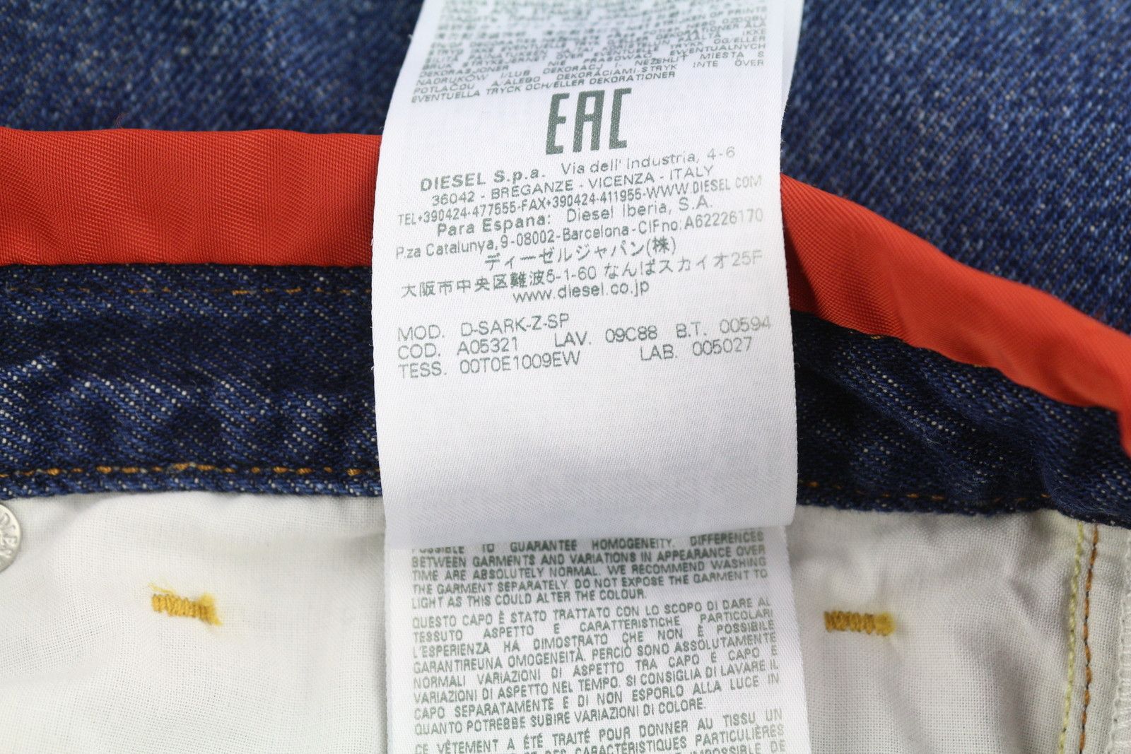 Diesel D-SARK-Z-SP 09C88 W32/L34 Slim Washed Blue Jeans 40893 Size US 32 / EU 48 - 10 Thumbnail