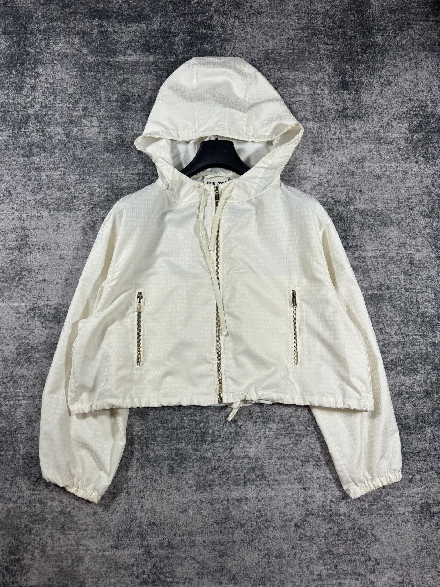 Miu Miu Miu Miu White Printed Hooded Jacket Size M / US 6-8 / IT 42-44 - 1 Thumbnail