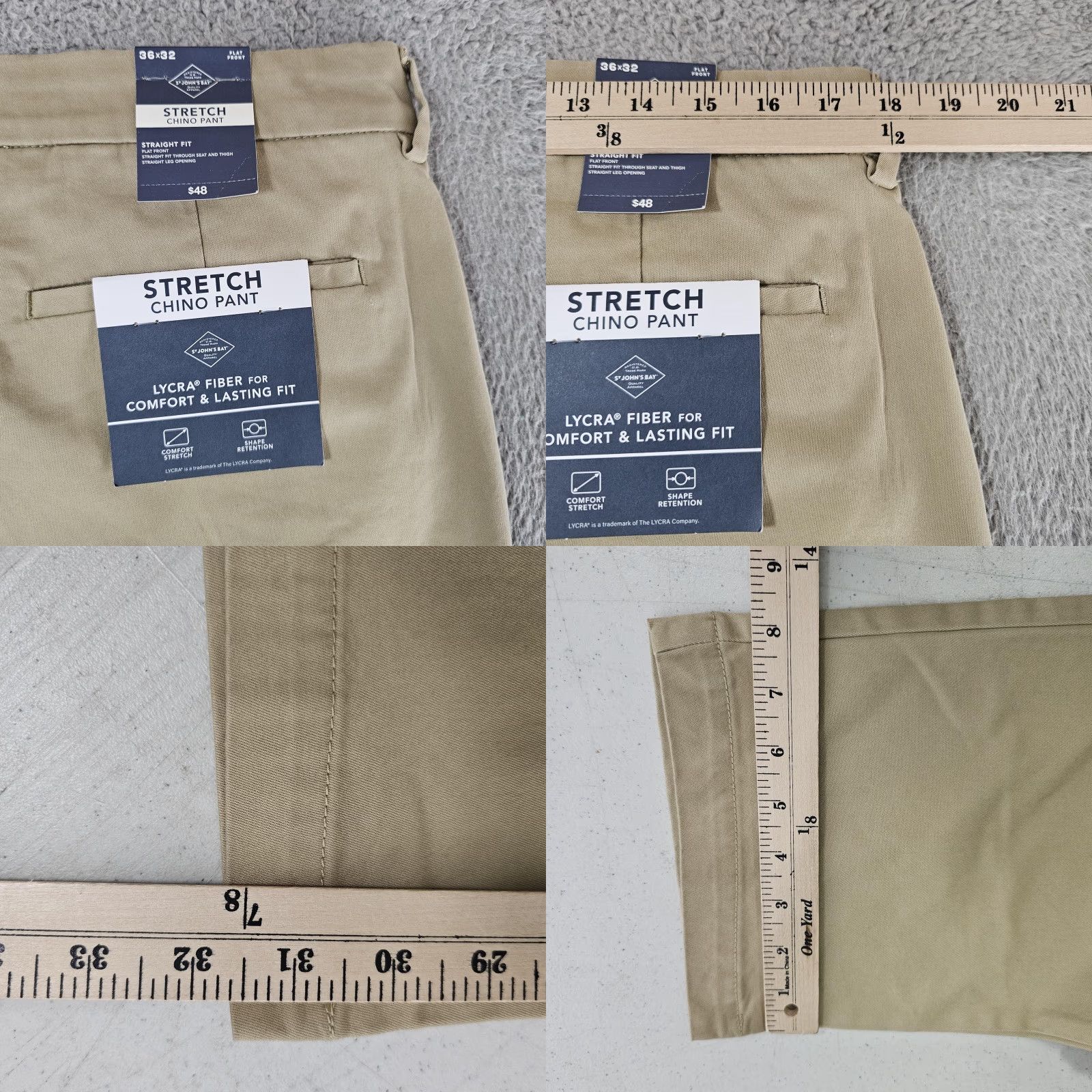 Vintage St. John's Bay Stretch Chino Pants Mens 36x32 British Khaki Straight Fit Casual Pants Mens Size US 36 / EU 52 - 8 Thumbnail