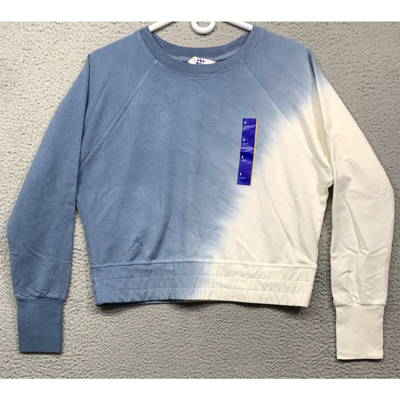 Vintage Joy Lab Women's Cropped Sweatshirt Blue & Cream Logo Activewear Small NWT Shirts? Size S / US 4 / IT 40 - 2 Thumbnail