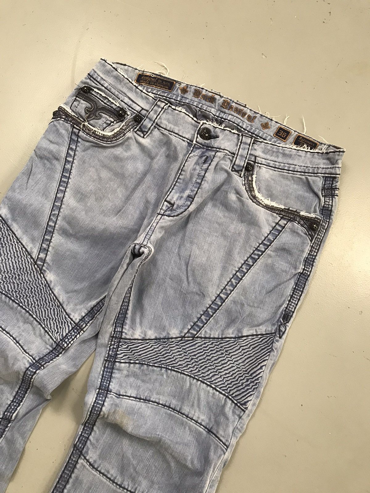 Sun fade Vintage Rock revival tappered fit denim