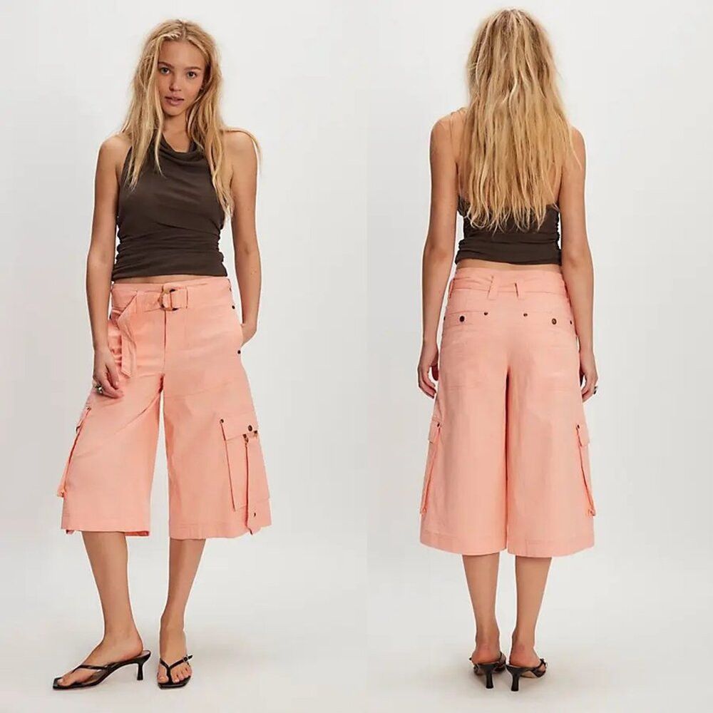 Free People NWT New $178 Free People Tidal Wave Cropped Coral Pink Pant Size 25" / US 0 / IT 36 - 1 Thumbnail