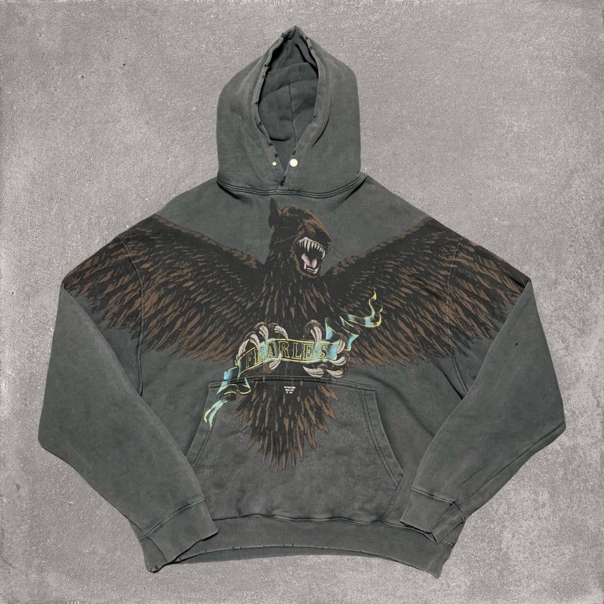 Represent Clo. Represent Medium Terrier Eagle Vintage Grey Hoodie Distress Size US M / EU 48-50 / 2 - 1 Thumbnail