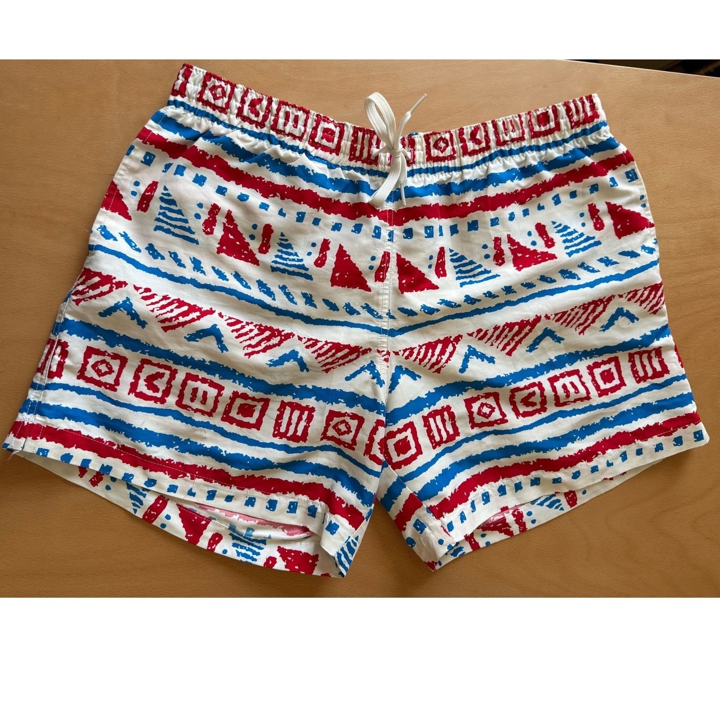 Chubbies Men's Red White Blue Geometric Print Swim Trunks (Size 32)