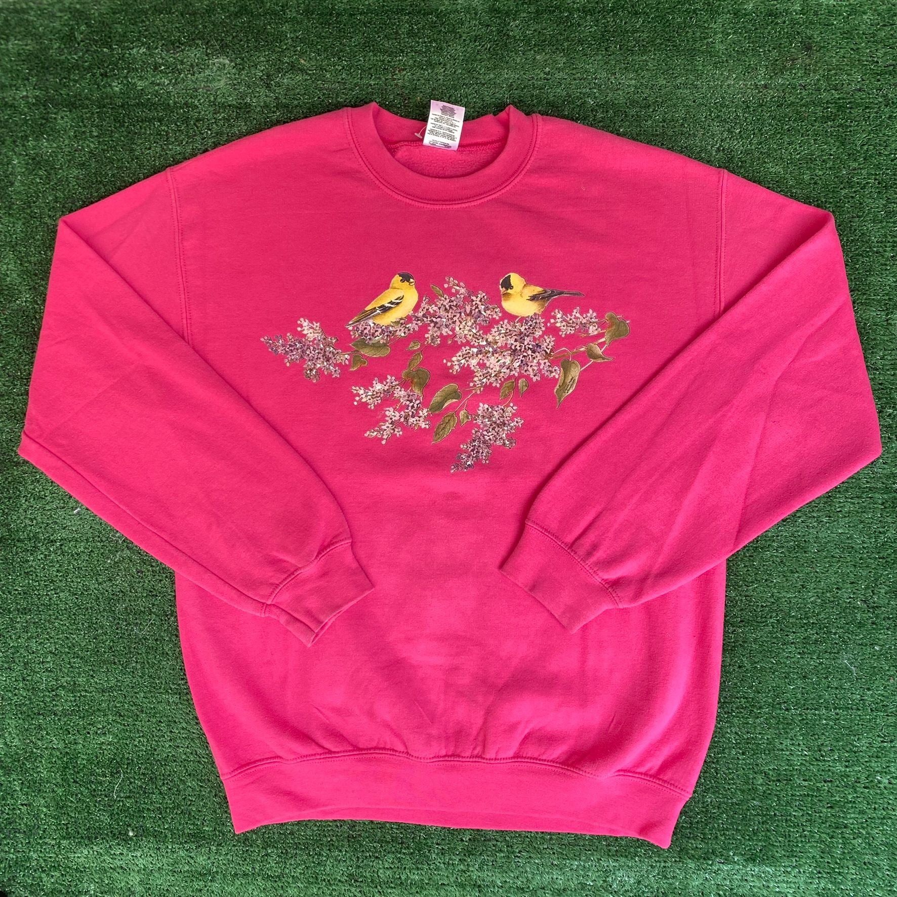 Gildan Vintage Y2K Birds Flowers Sweatshirt Cute Pink Nature Floral Size US M / EU 48-50 / 2 - 1 Thumbnail