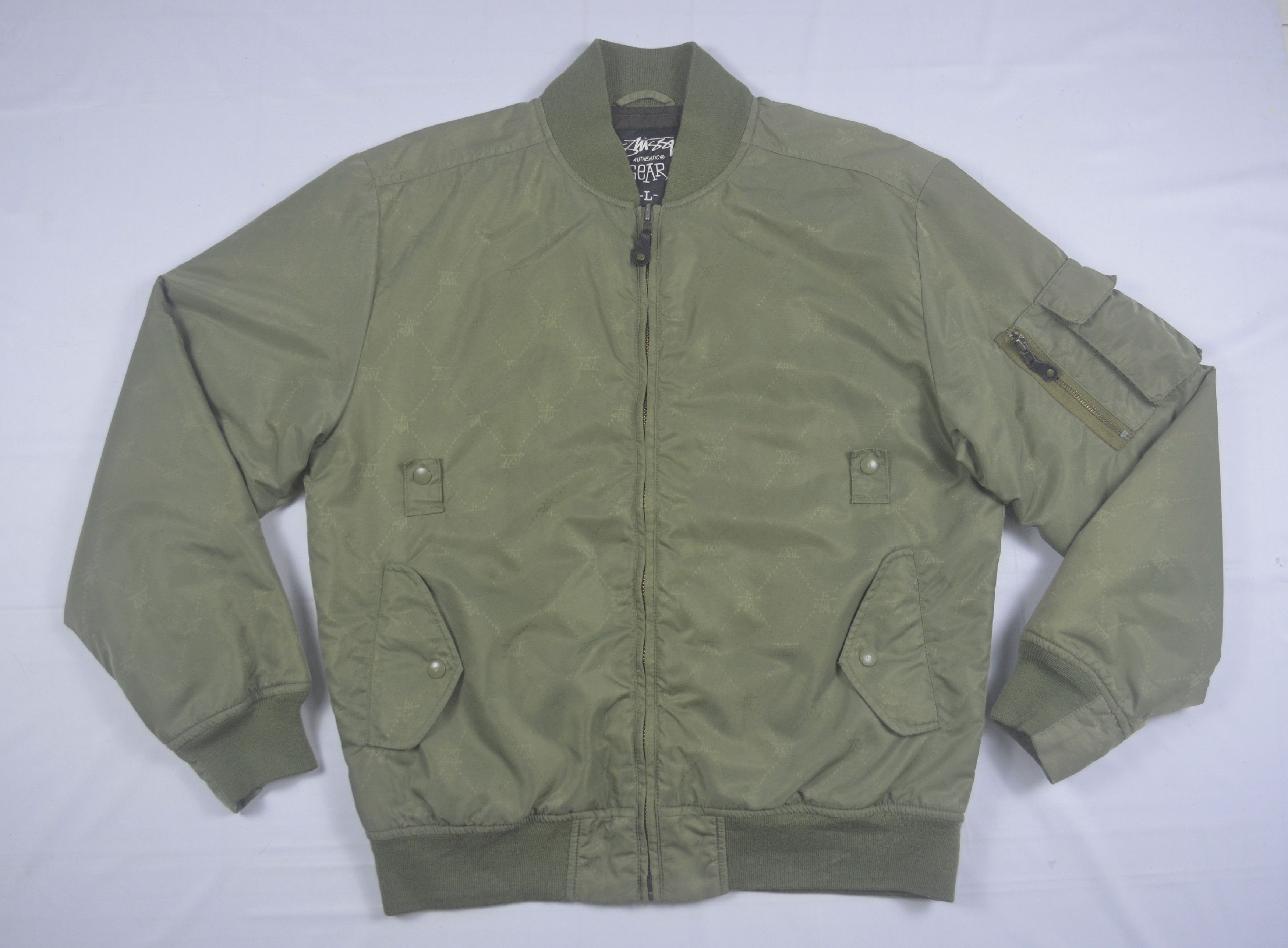 Stussy RARE Stussy MA1 Bomber Jacket Nylon AOP Monogram Logo | Grailed