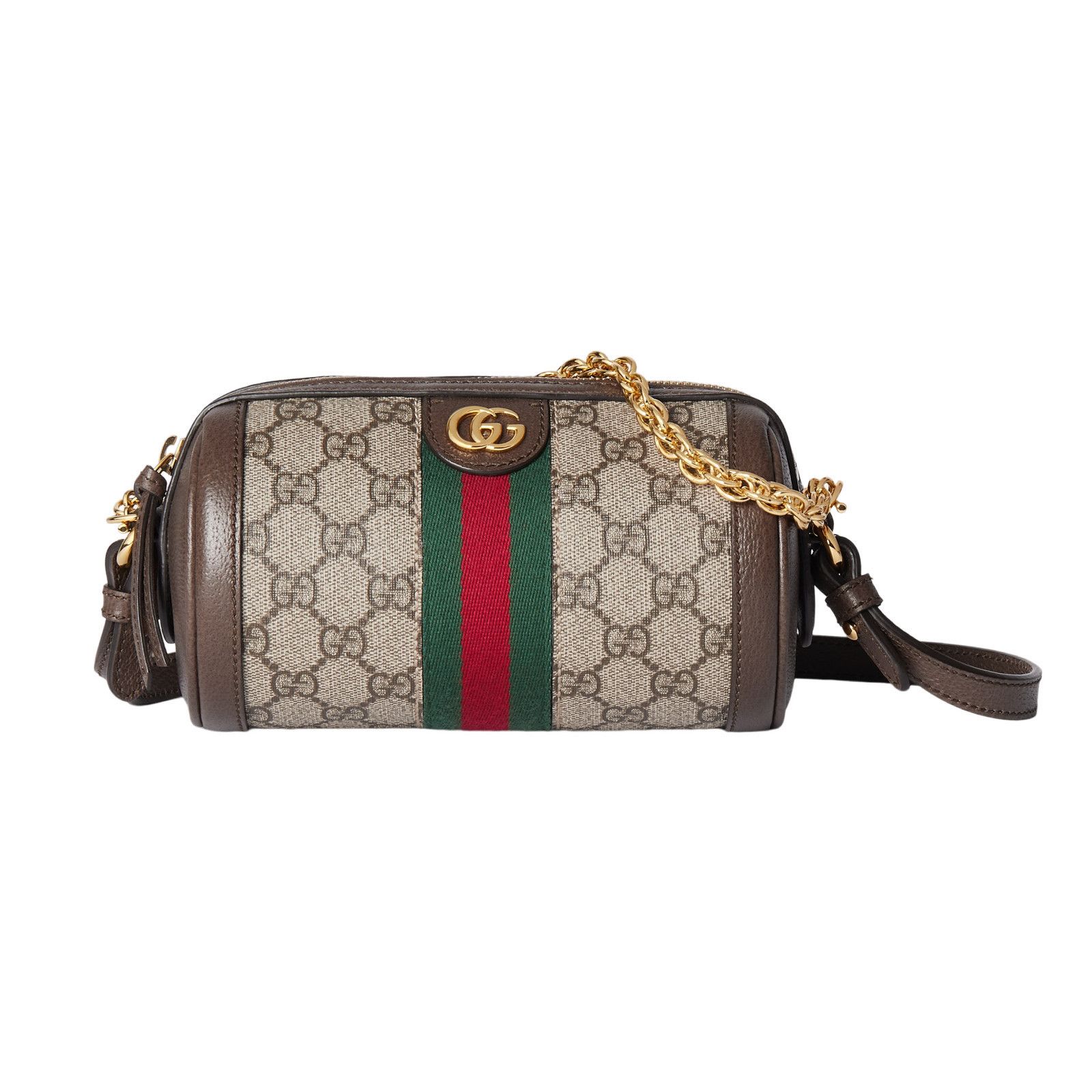 GUCCI Ophidia Mini $2100 Beige And Ebony GG Canvas Shoulder