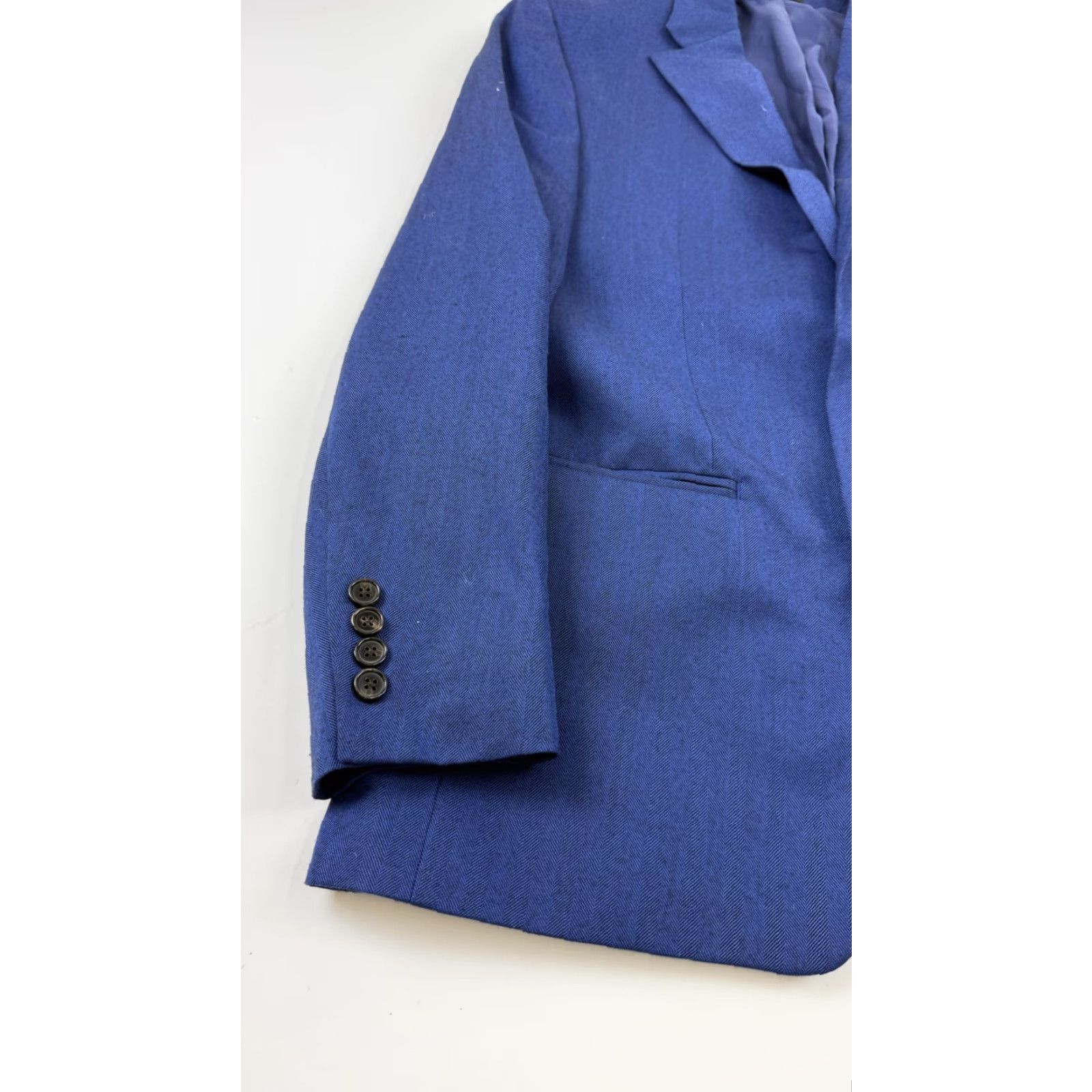 Ralph Lauren LRL Ralph Lauren Blazer Mens 38R Blue Herringbone Two Button Sport Coat Lined Size 38R - 2 Thumbnail