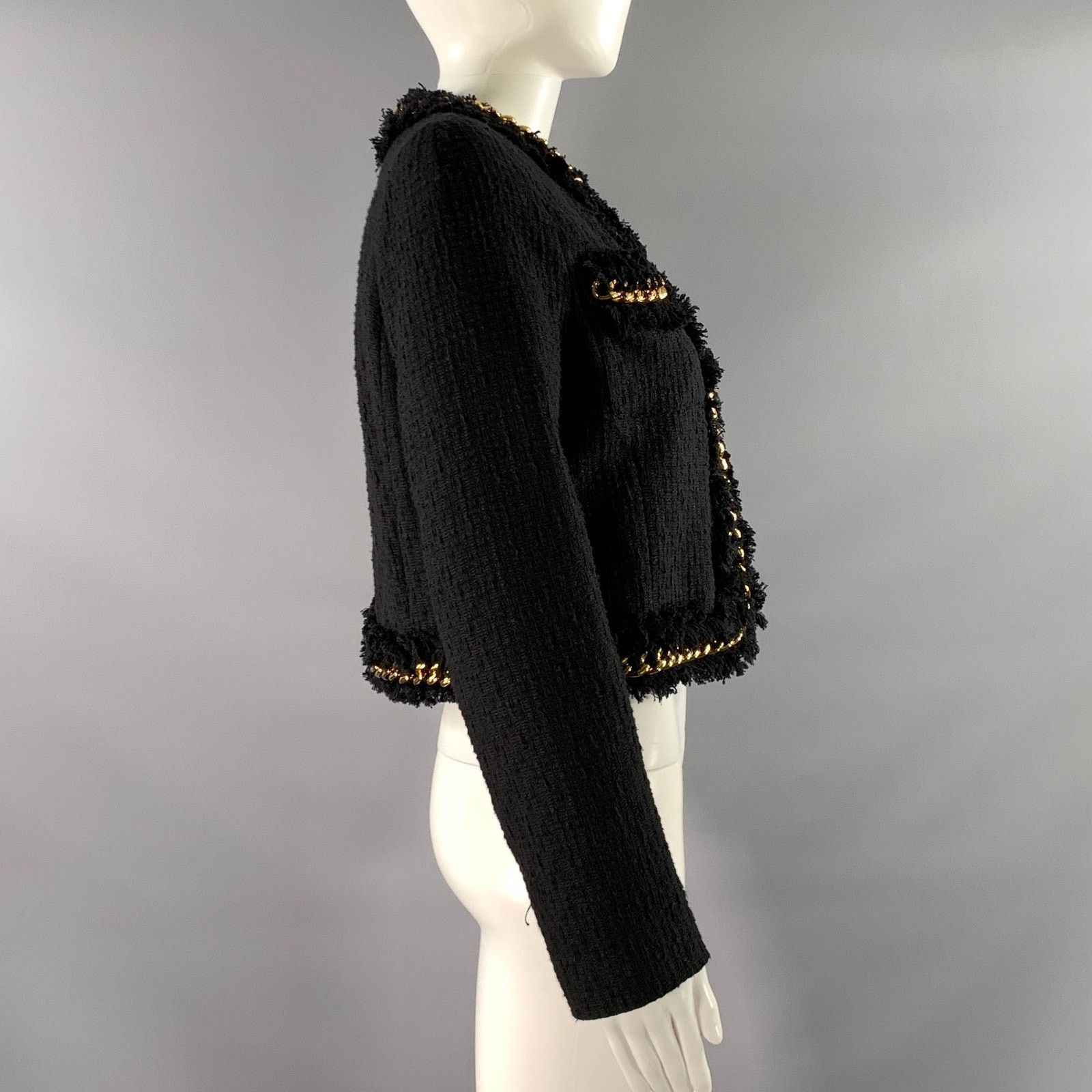 Versace VERSACE Size 6 Black Gold Cotton Chain Jacket Size M / US 6-8 / IT 42-44 - 3 Thumbnail